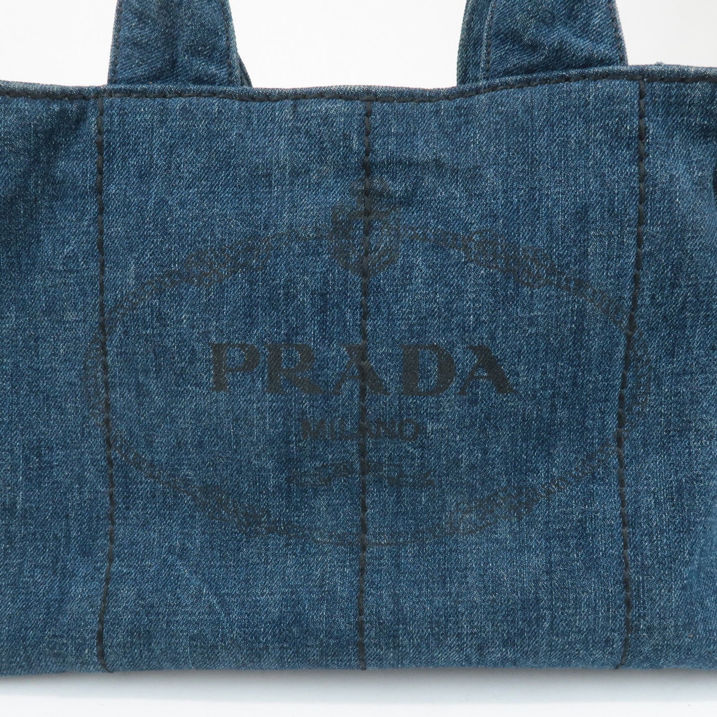 PRADA Canapa Large Canvas Tote Bag Hand Bag Denim Blue B1872B  d