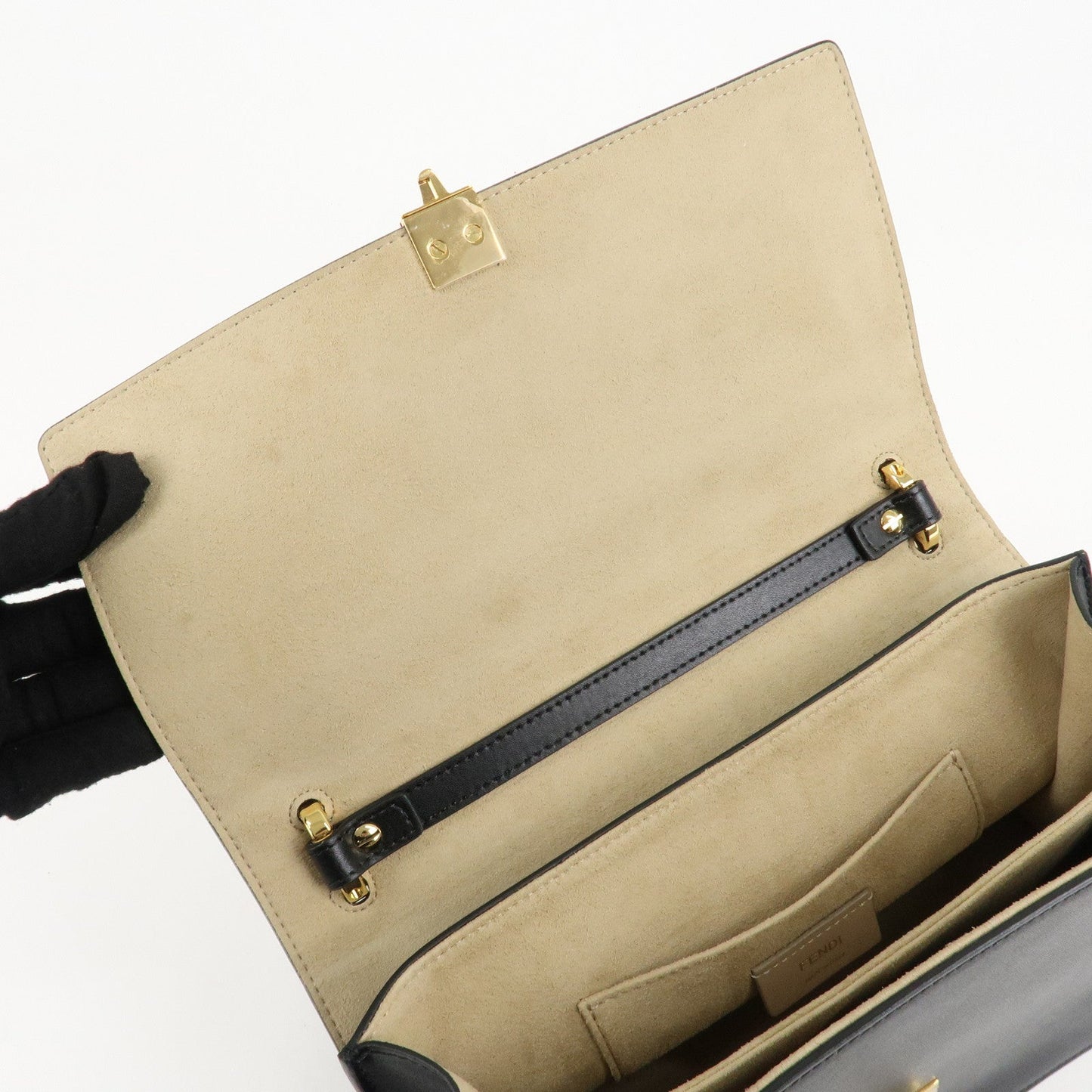 FENDI Zucca KAN I Leather 2Way Bag Hand Bag Brown Black 8BT283  d
