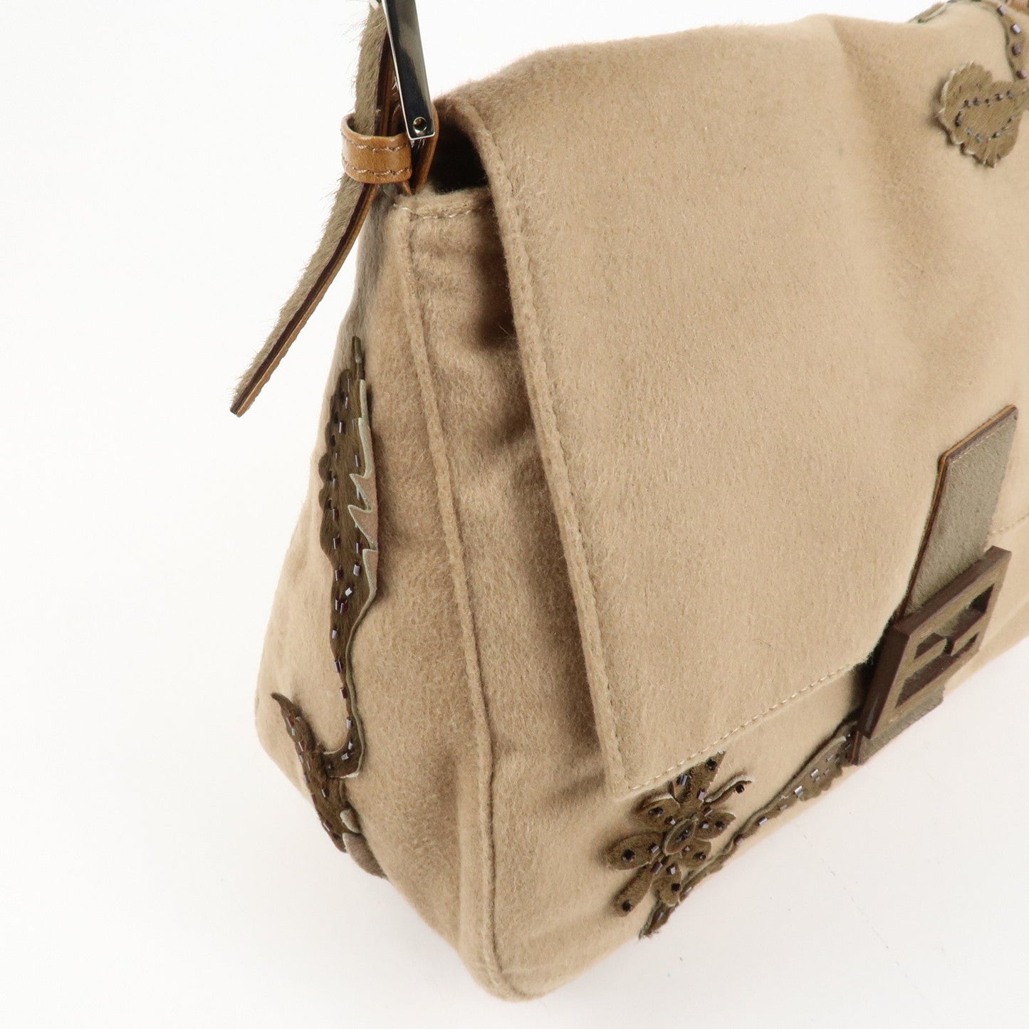 FENDI Mamma Baguette Wool Unborn Calf Shoulder Bag 26325  d