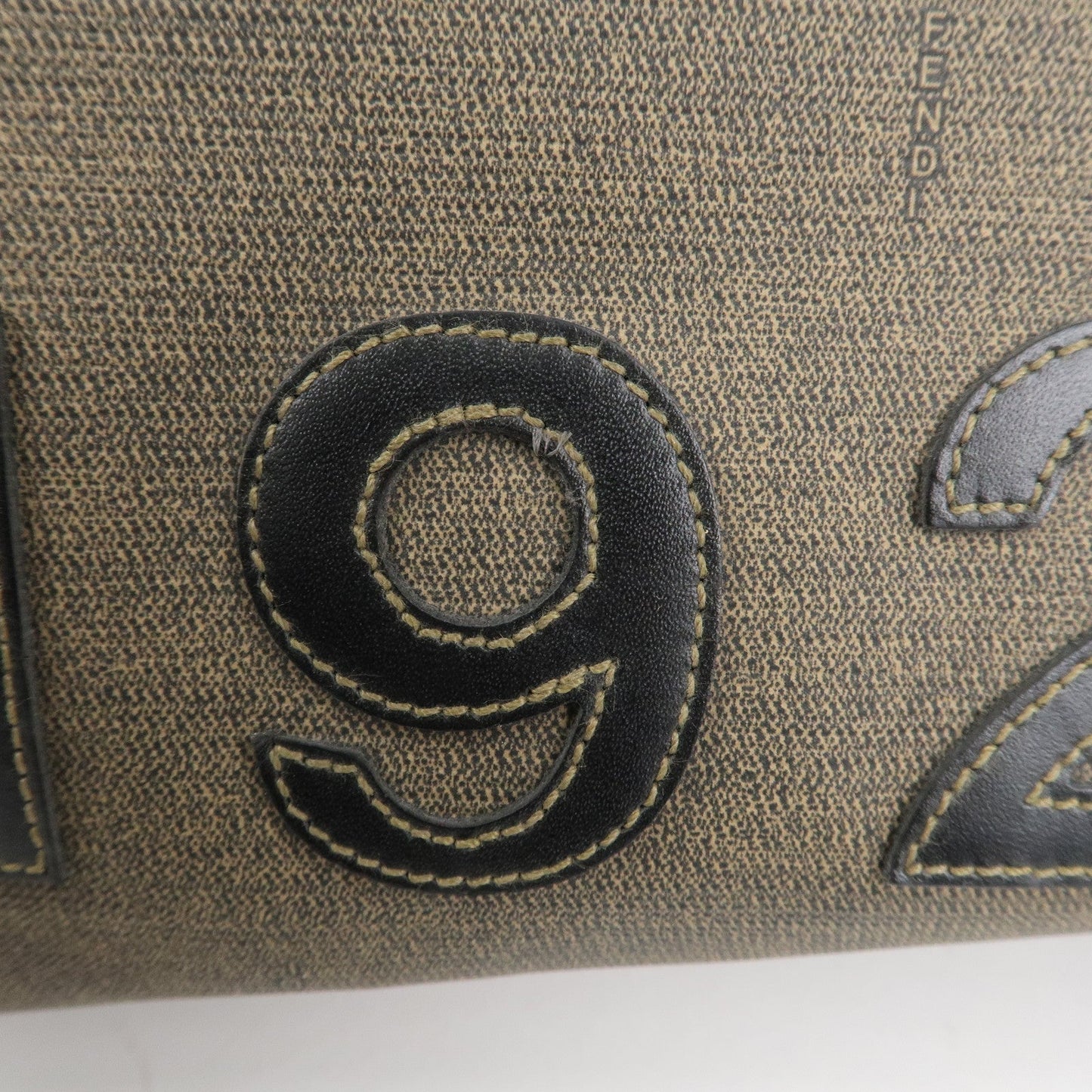 FENDI PVC Leather Tote Bag Hand Bag Shoulder Bag Brown Black  d
