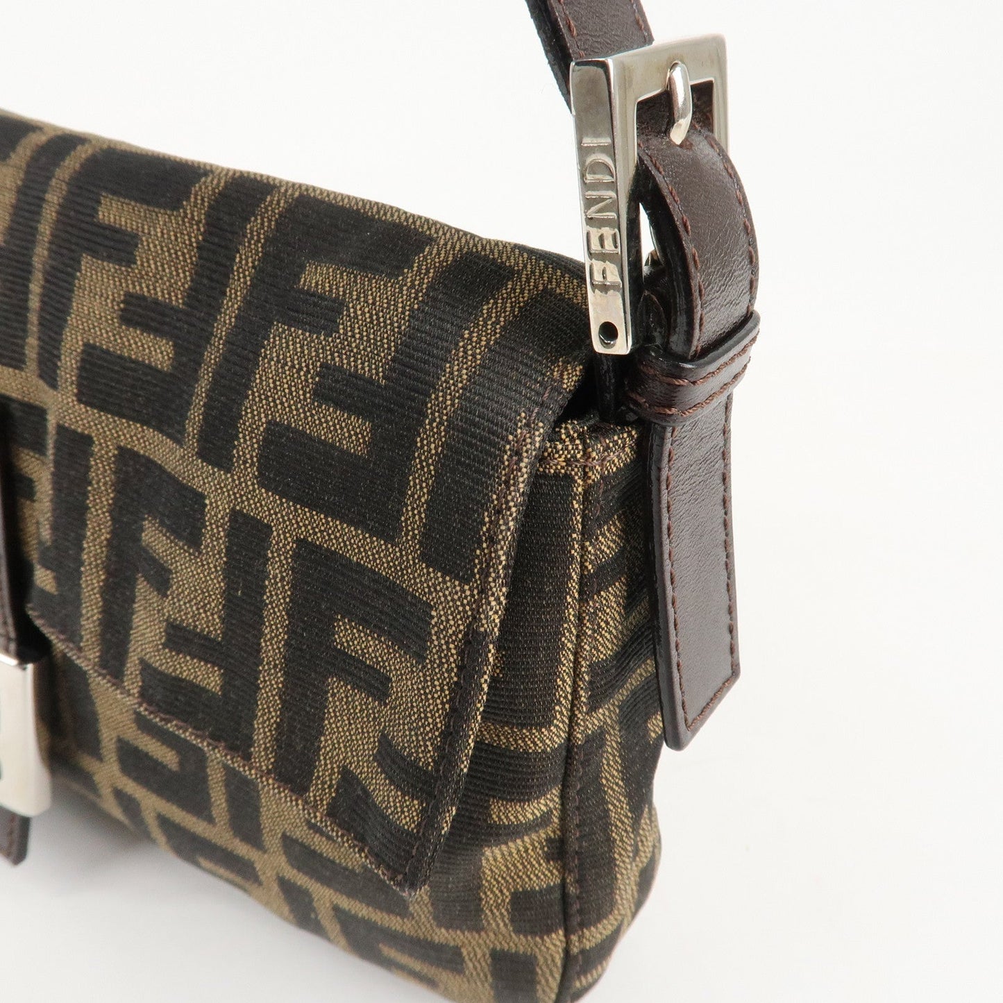 FENDI Zucca Mamma Baguette Canvas Shoulder Bag Brown Black 26424  d