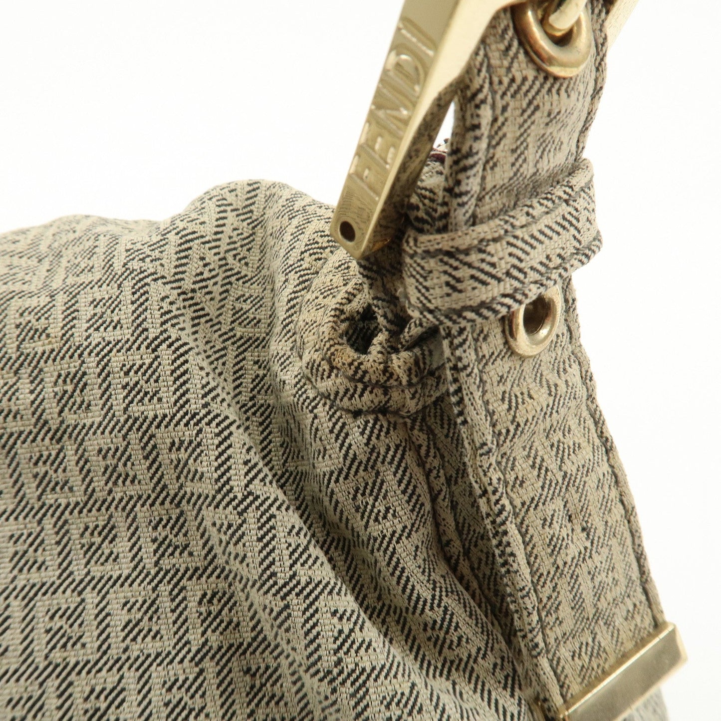 FENDI Mamma Baguette Micro FF Canvas Shoulder Bag Gray 8BR001  d