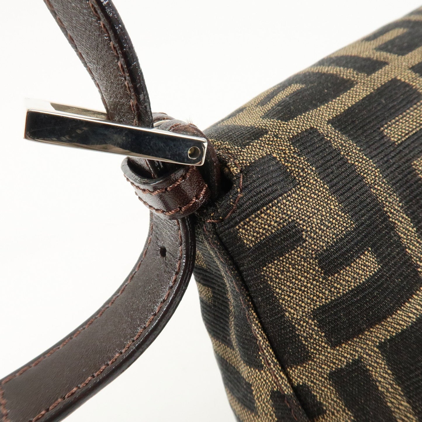 FENDI Mamma Baguette Zucca Canvas Leather Shoulder Bag 26325  d