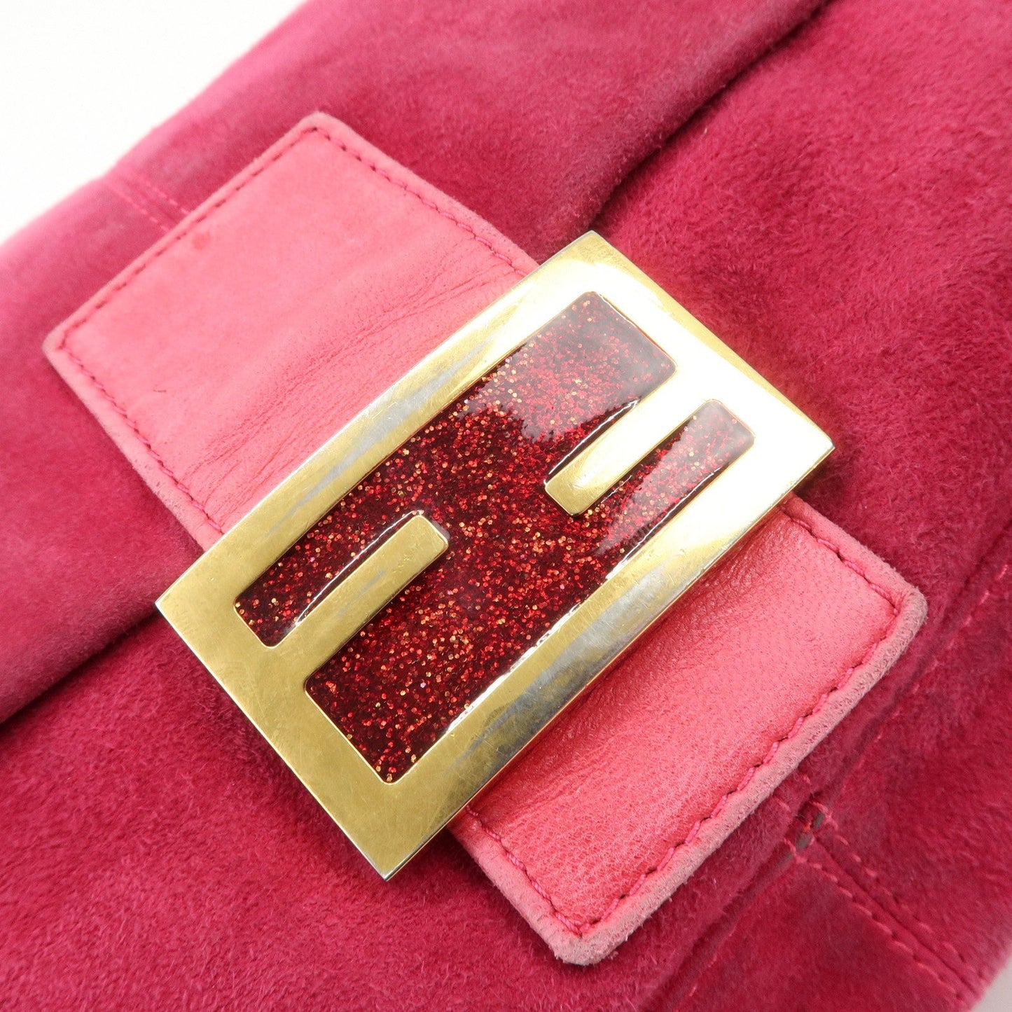 FENDI Mamma Baguette Suede Leather Shoulder Bag 26325  d