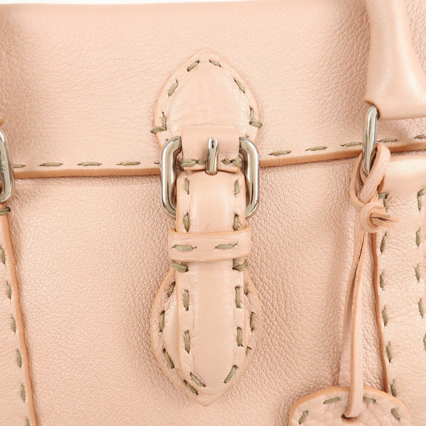 FENDI Selleria Leather Mini Linda Hand Bag Pink 8BR486  d