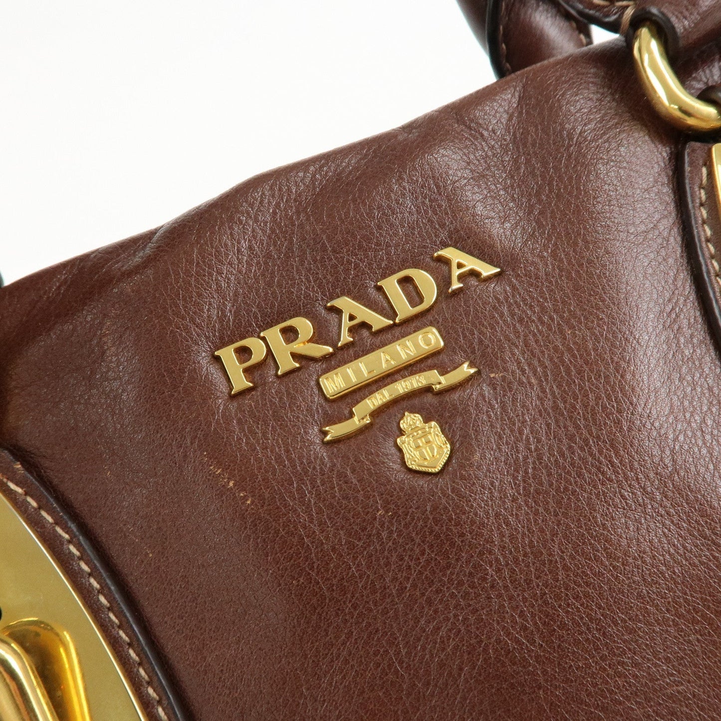 PRADA Leather 2Way Bag Shoulder Bag Hand Bag Brown BN1904  d