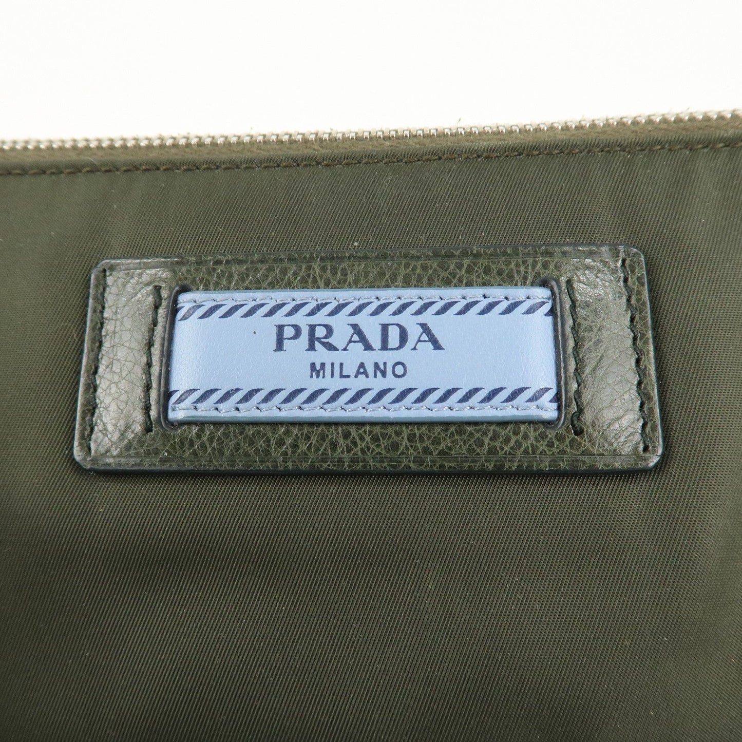 PRADA Tessuto Travel Pouch Studs Military Silver HDW  d