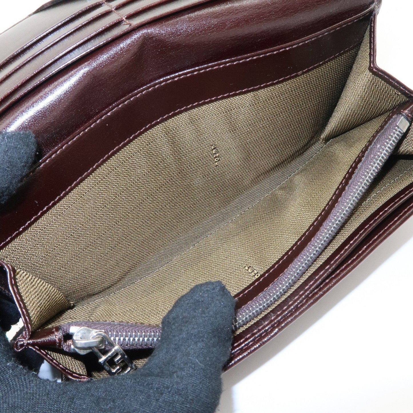 FENDI Zucca Print Canvas Leather Long Wallet Brown 30851  d