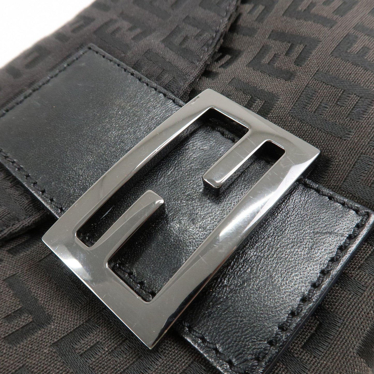 FENDI Mamma Baguette Zucchino Canvas Leather Shoulder Bag 8BR003  d