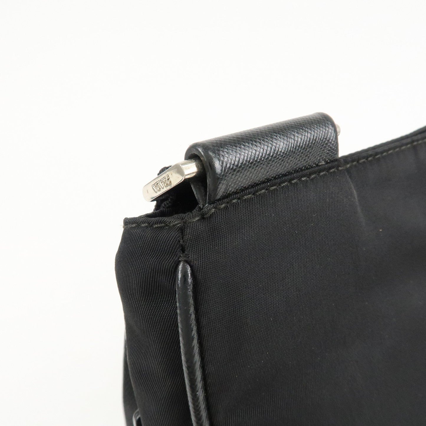 PRADA Logo Nylon Leather Shoulder Bag Crossbody Bag Black  d