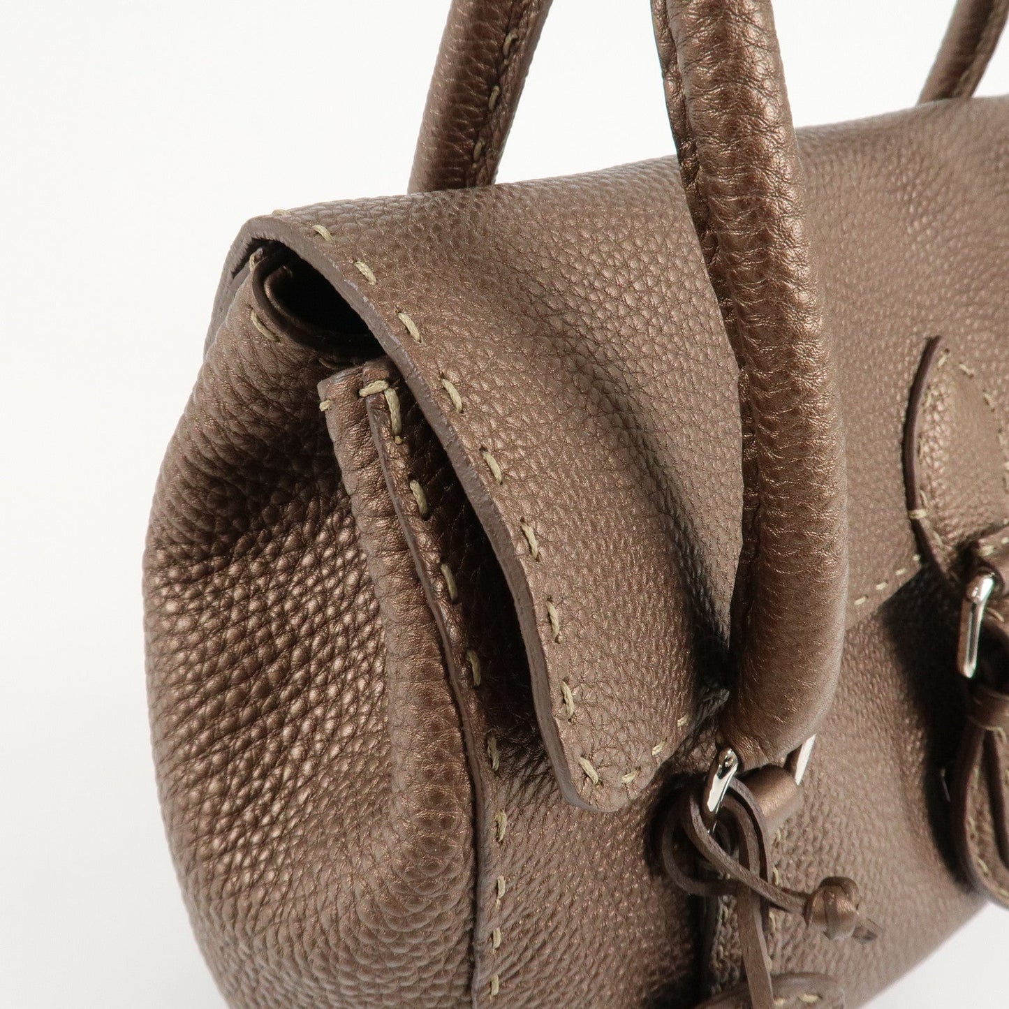 FENDI Selleria Leather Linda Hand Bag Brown 8BR547  d