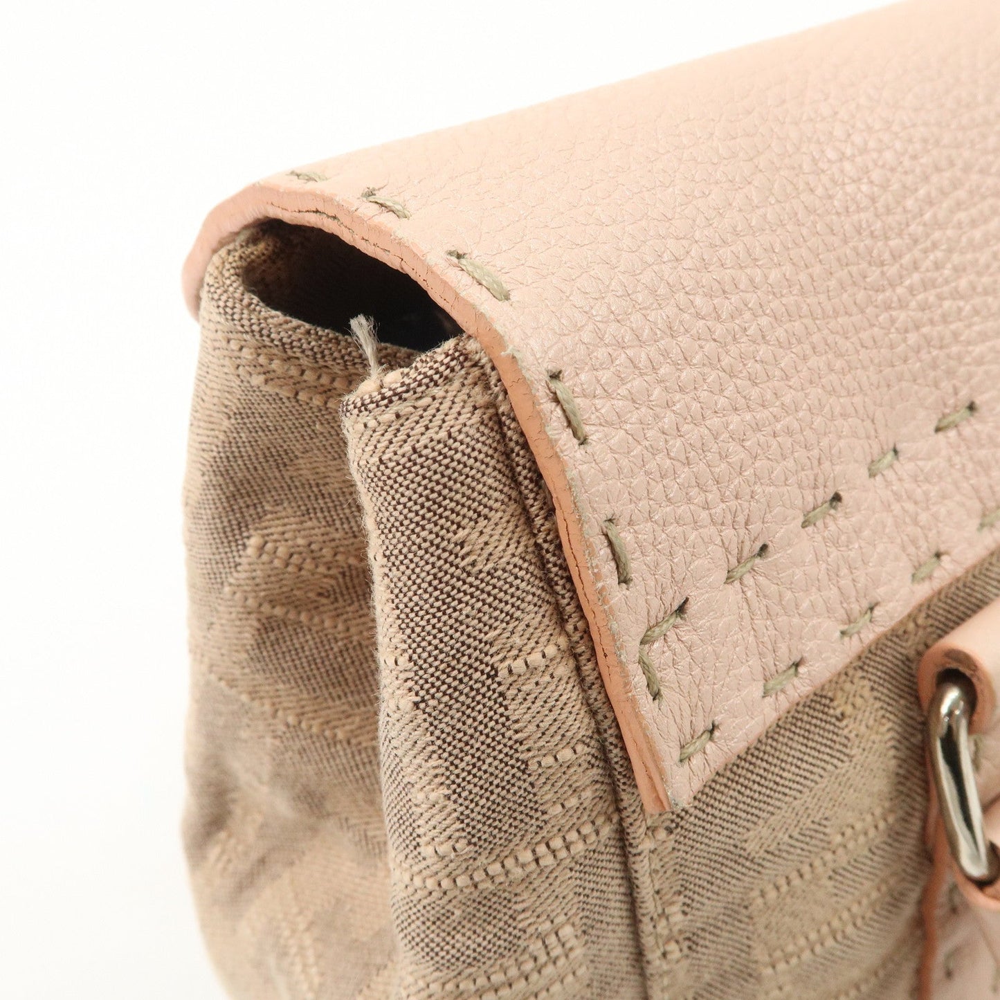 FENDI Zucca Selleria Leather Mini Linda Hand Bag Pink 8BR486  d