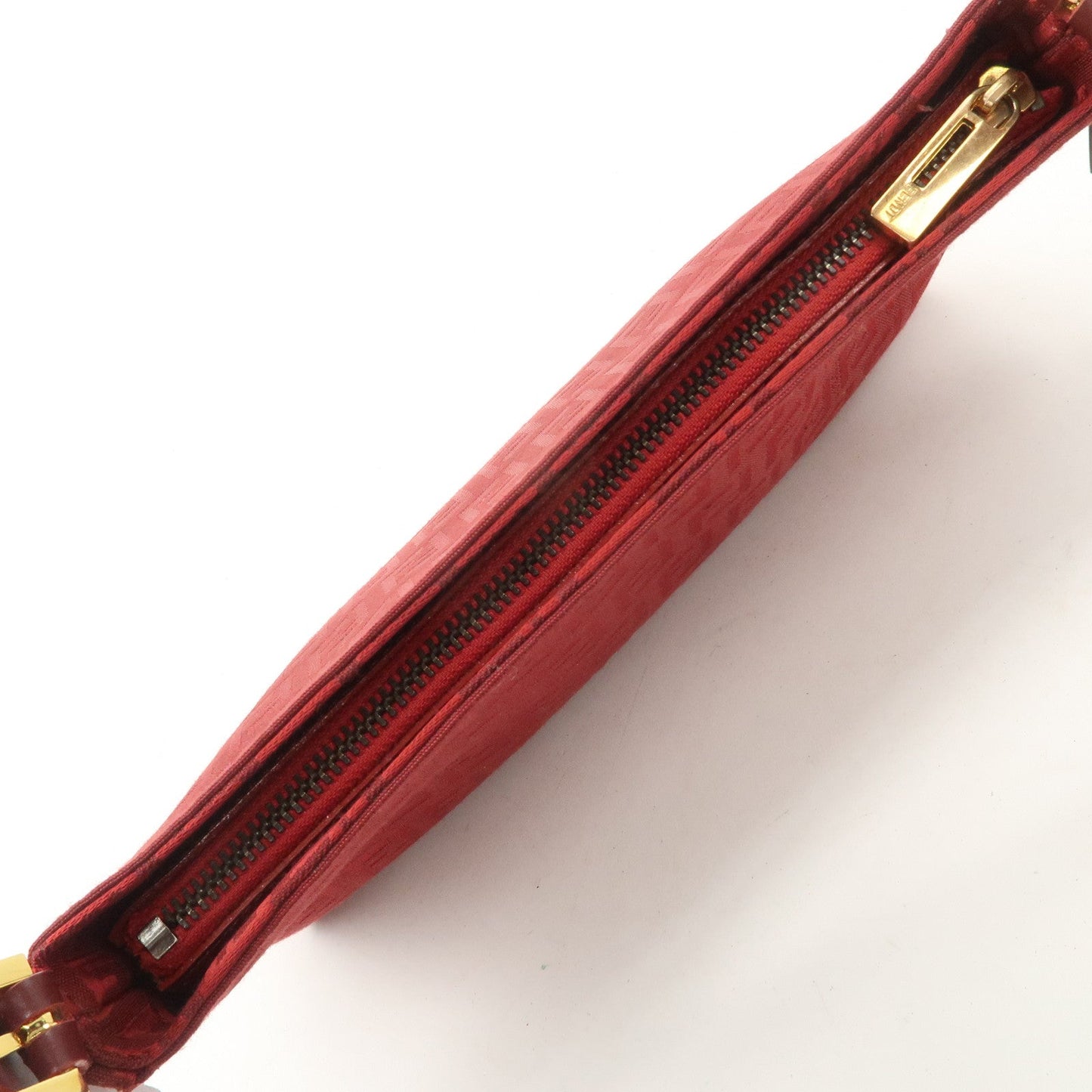 FENDI Zucchino Canvas Leather Shoulder Bag Purse Red 8BR042  d
