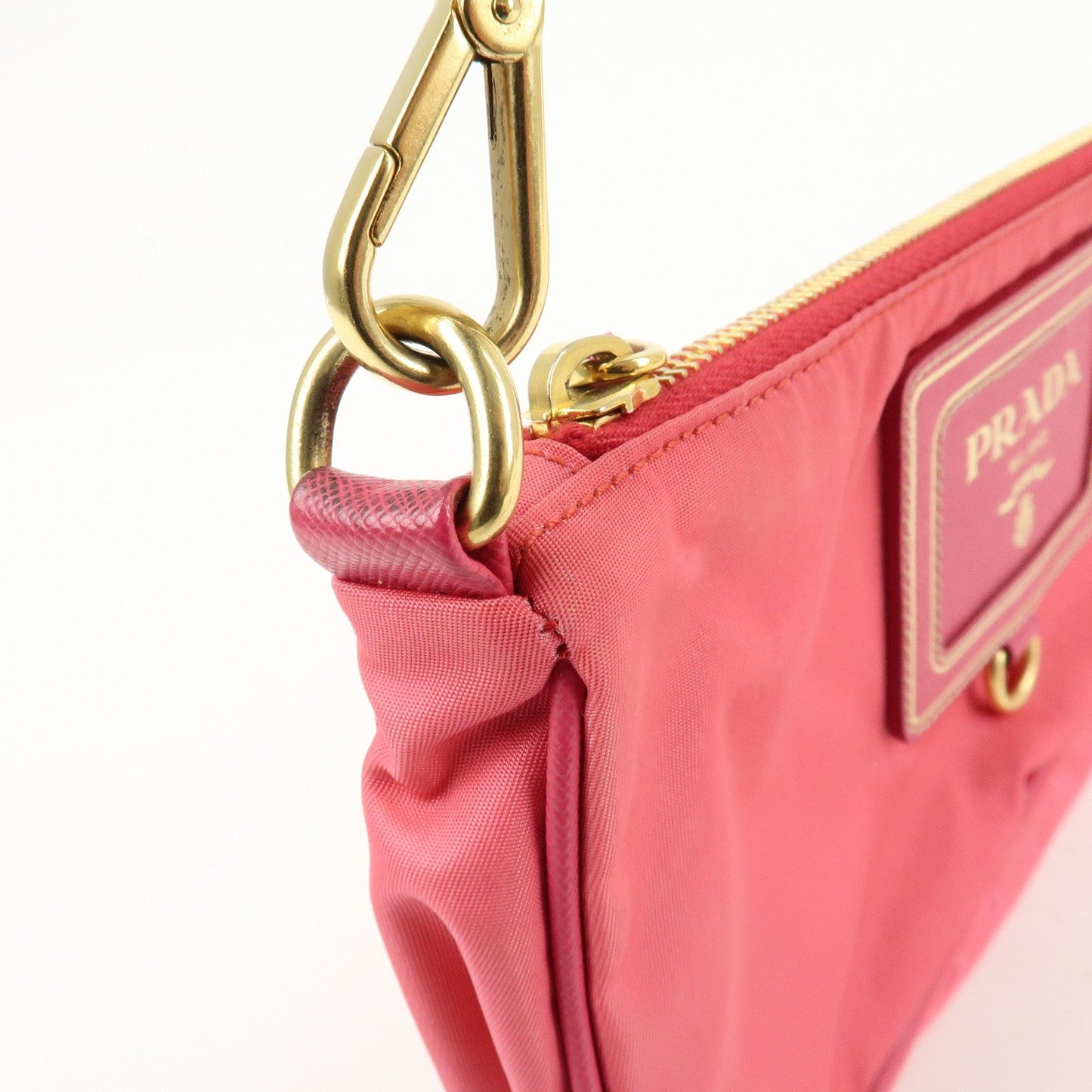 PRADA Nylon Saffiano Leather Shoulder Bag Hand Bag Pink  d