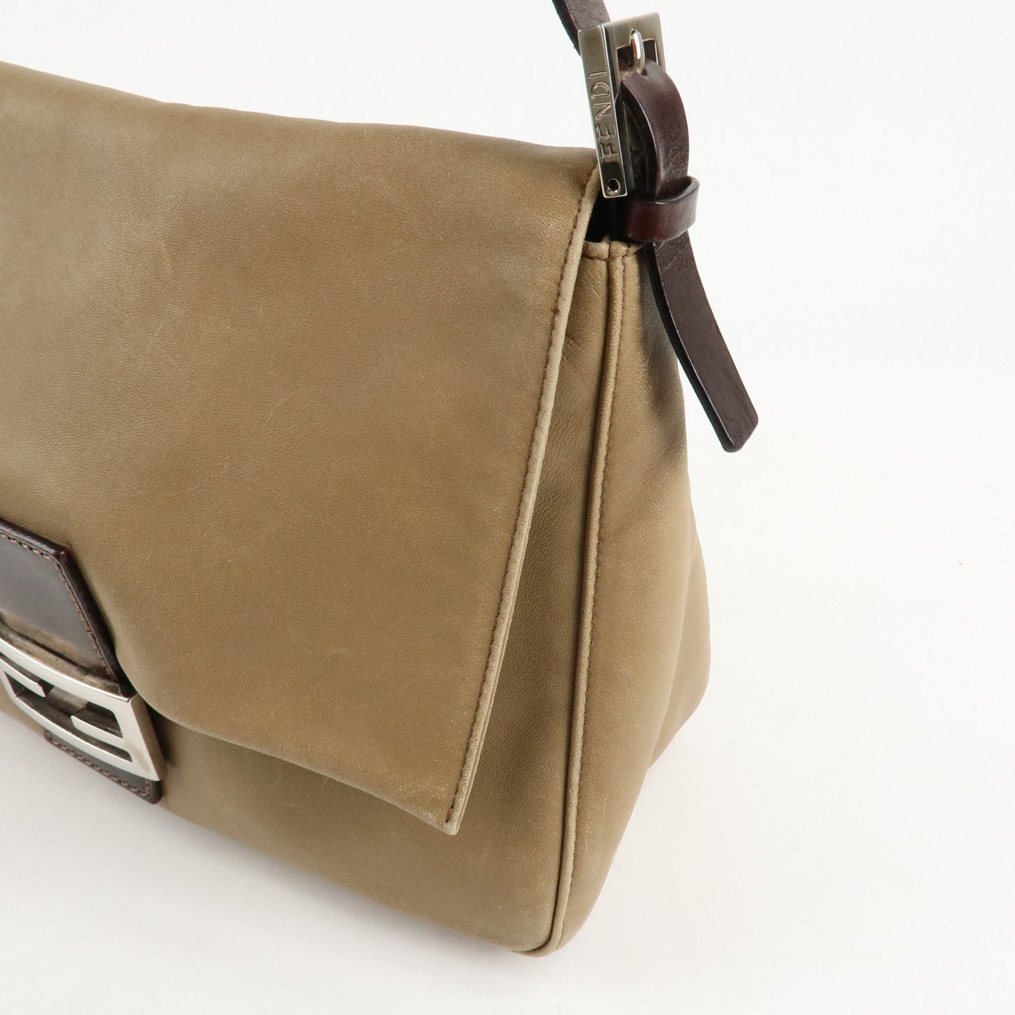 FENDI Mamma Baguette Leather Shoulder Bag Hand Bag Beige  d