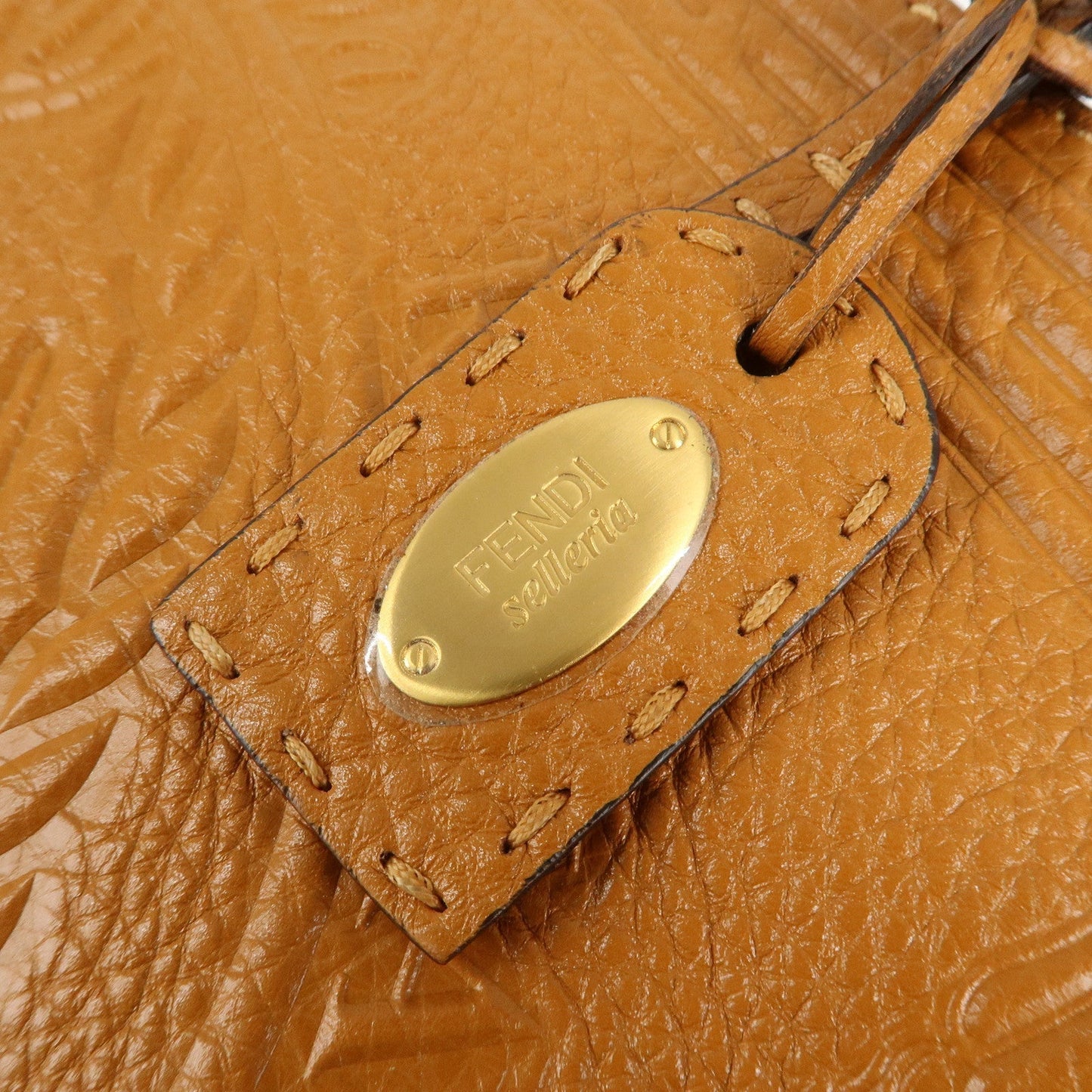FENDI Selleria Leather Tote Bag Shoulder Bag Brown 8BH185  d