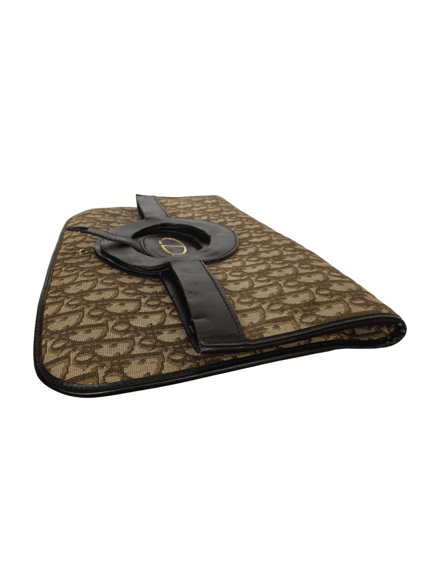 Dior   Brown Oblique Fold Over Clutch