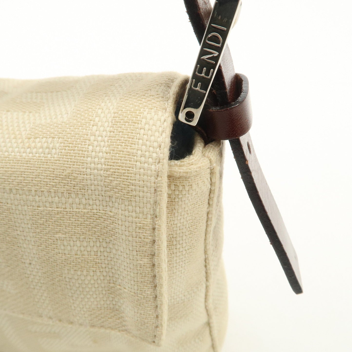 FENDI Zucca Mamma Baguette Canvas Shoulder Bag Beige White 26424  d
