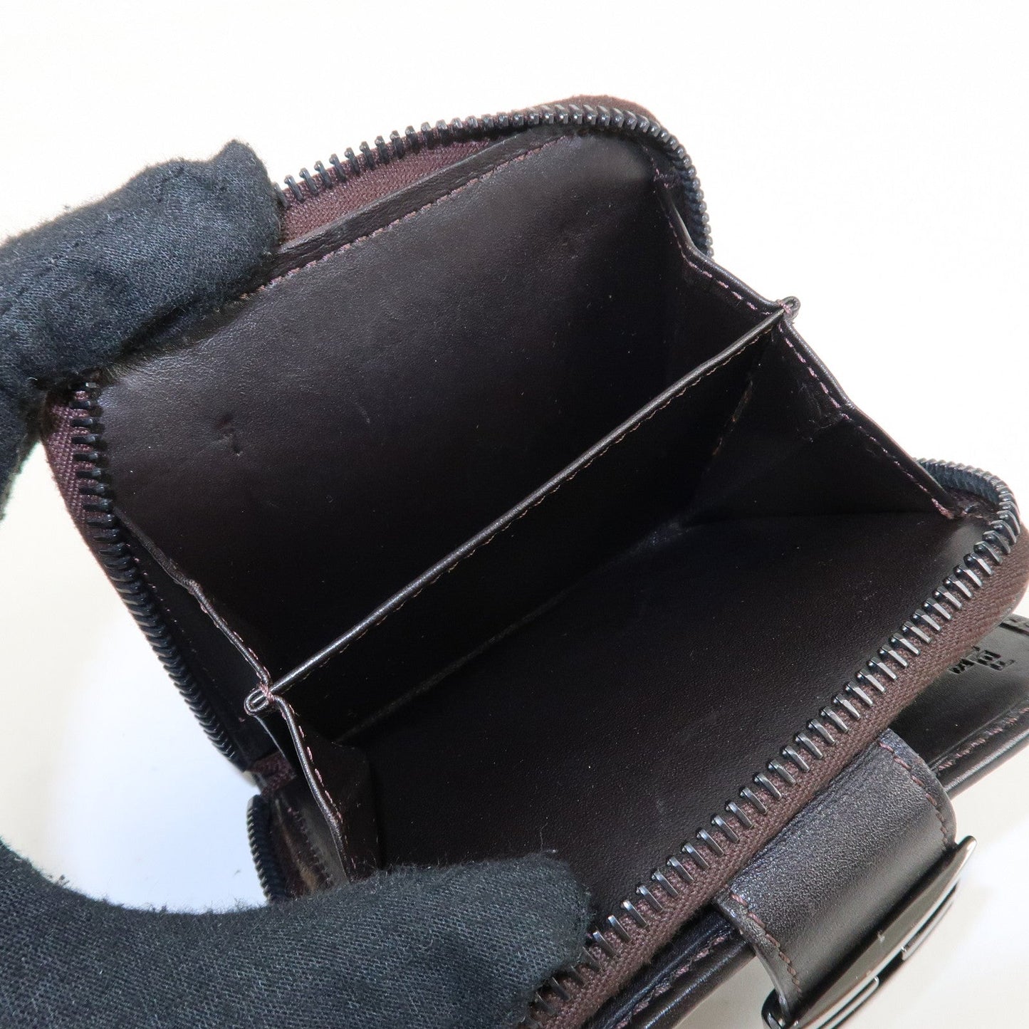 FENDI Zucchino Canvas Leather Zippy Around Bi-fold Wallet  d