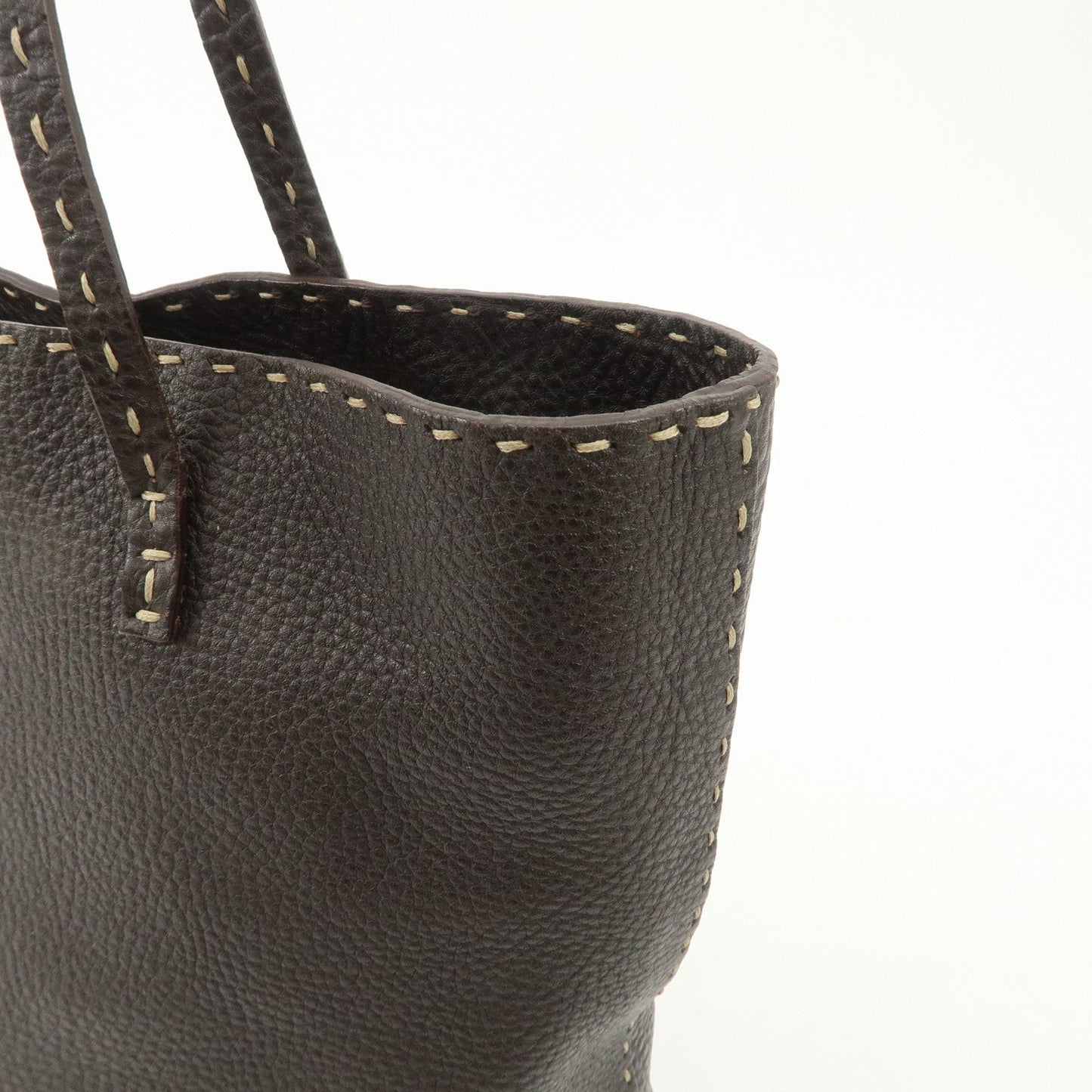 FENDI Selleria Leather Tote Bag Shoulder Bag Dark Brown 8BH101  d