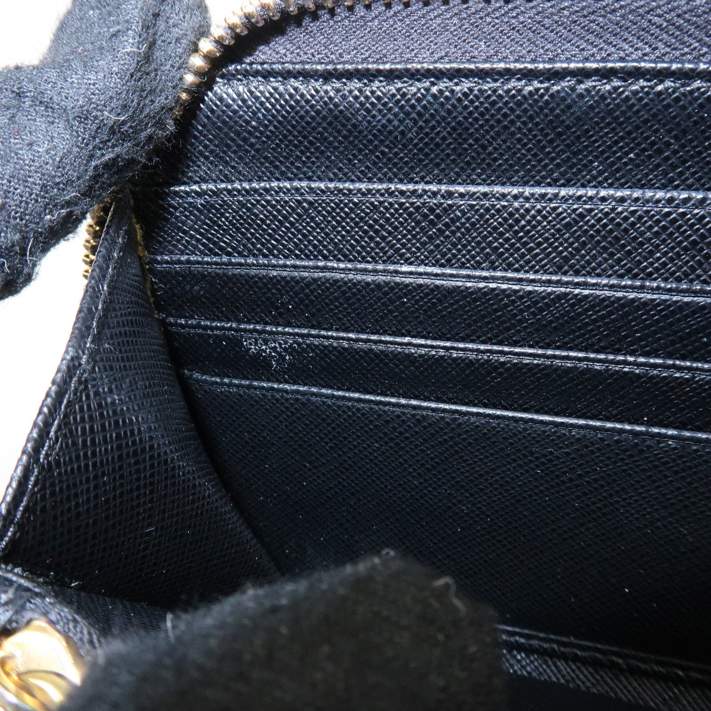 PRADA Saffiano Leather Round Zipper Long Wallet Black 1M0506  d