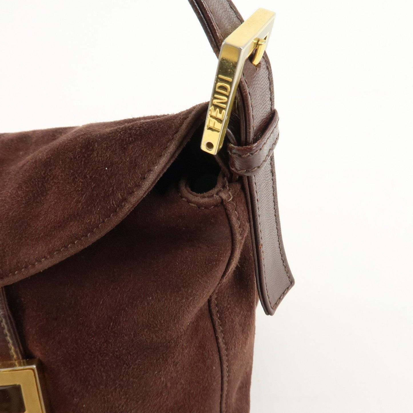 FENDI Suede Leather Shoulder Bag Hand Bag Brown 26426  d