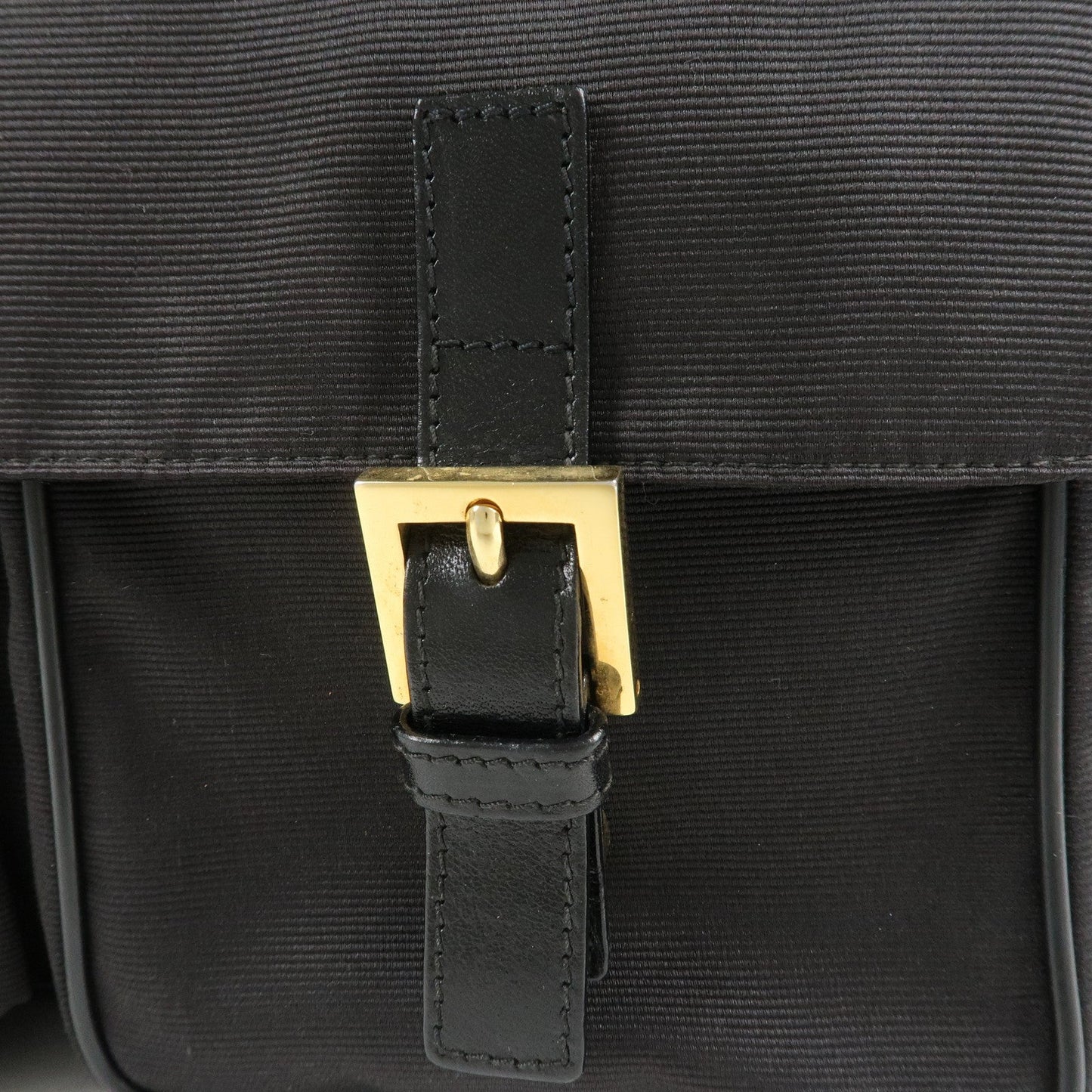 FENDI Nylon Canvas Leather Shoulder Bag Hand Bag Black Brown  d