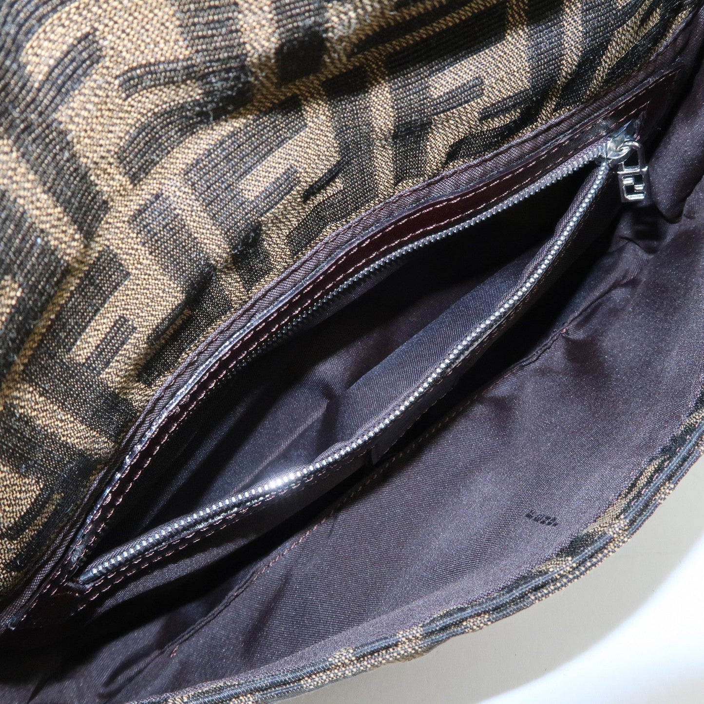 FENDI Mamma Baguette Zucca Canvas Leather Shoulder Bag 26424  d
