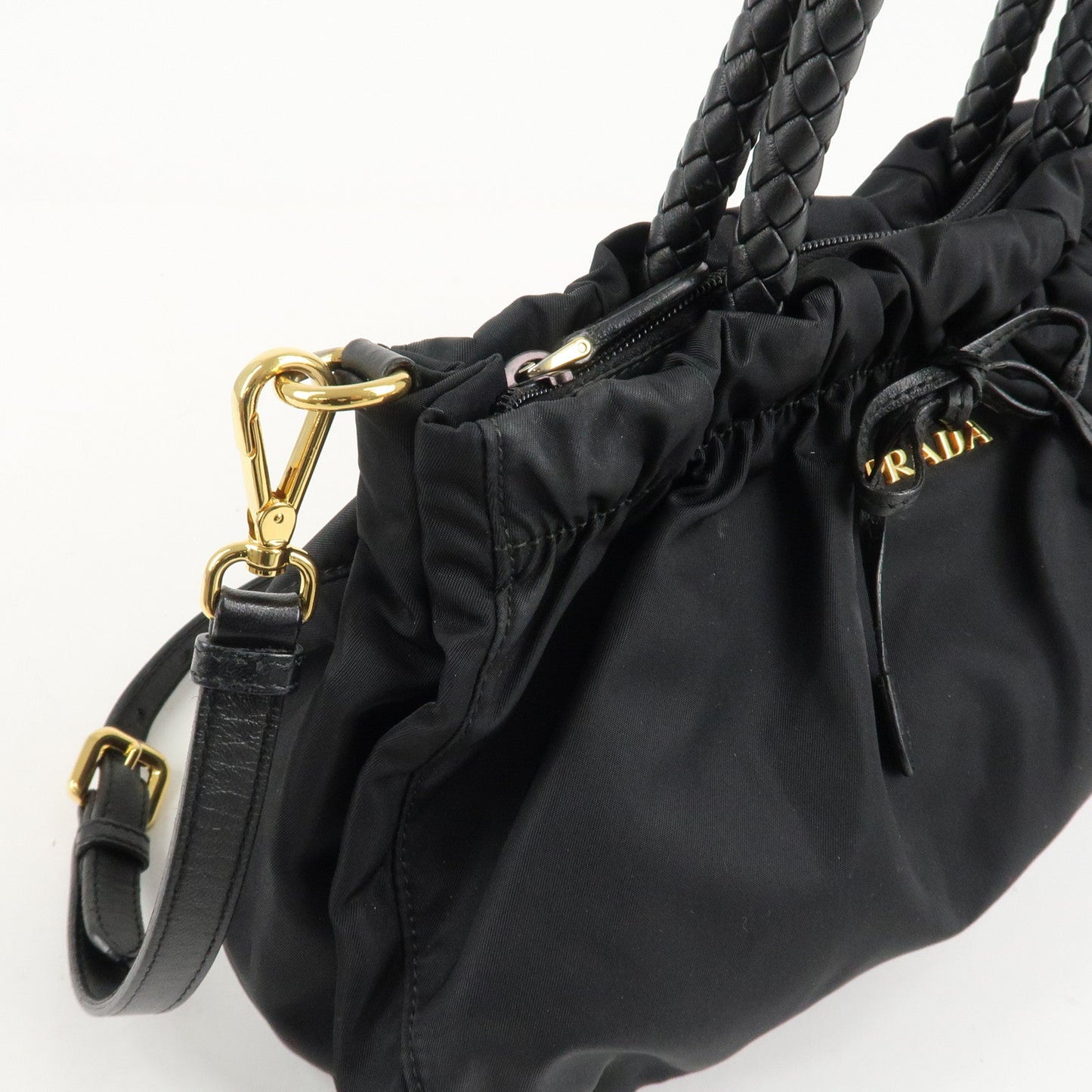 PRADA Nylon Leather Ribbon 2Way Shoulder Bag Black BN1631  d