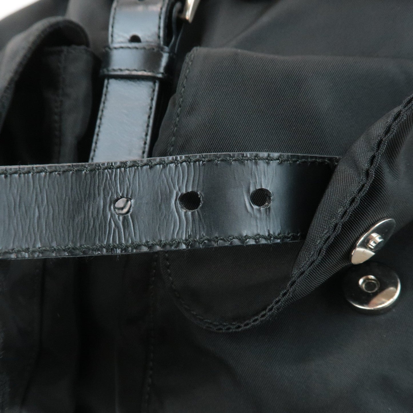 PRADA Triangle Logo Nylon Leather Back Pack Ruck Sack Black B2811  d