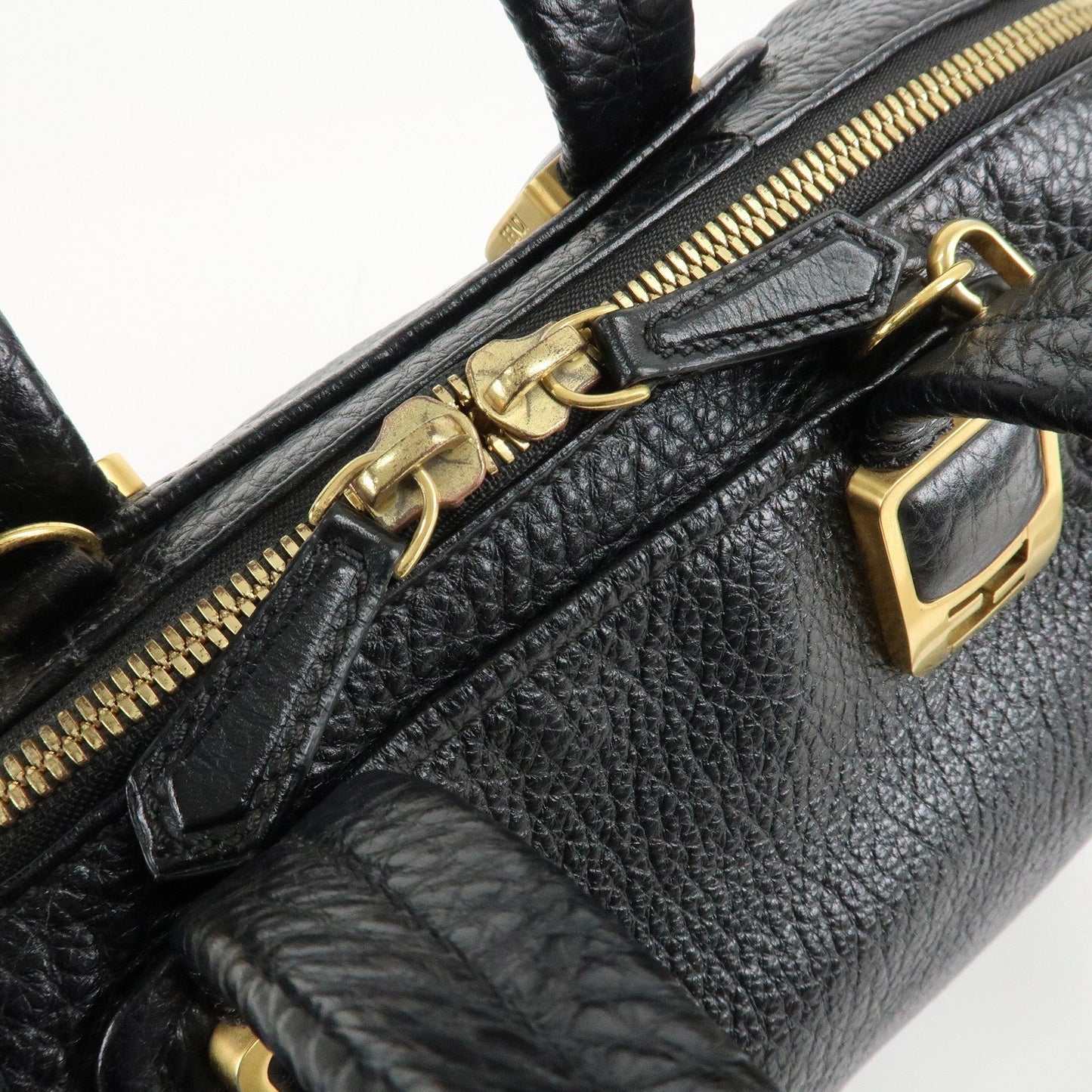 FENDI Chameleon Leather 2WAY Bag Hand Bag Black 8BL114  d