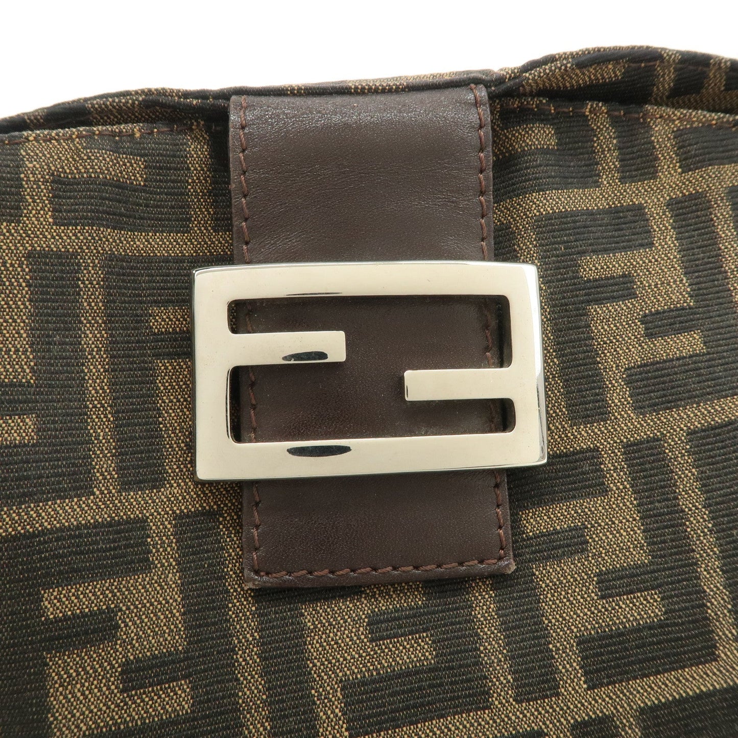 FENDI Zucca Canvas Leather Shoulder Bag Brown Black 26725  d