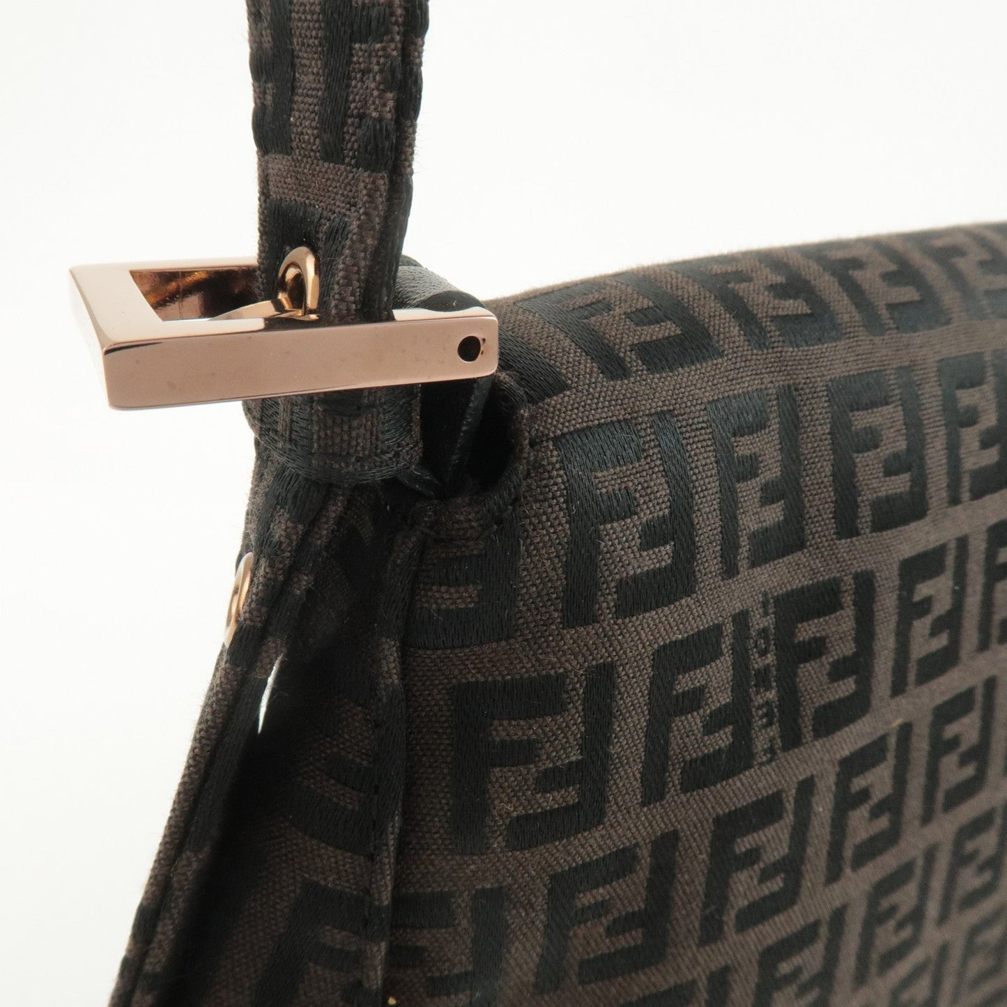 FENDI Zucchino Mamma Baguette Canvas Leather Shoulder Bag 8BR001  d