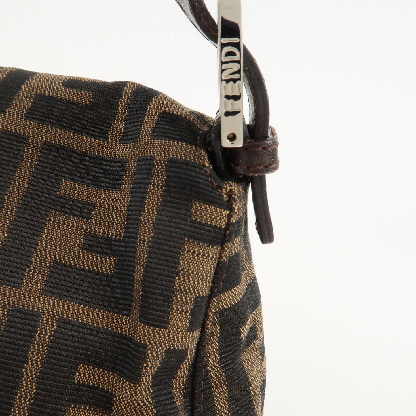 FENDI Mamma Baguette Zucca Canvas Shoulder Bag Brown Black 26325  d