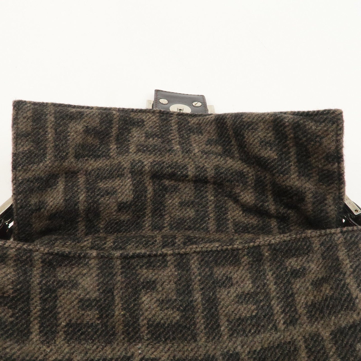 FENDI Mamma Buguette Zucca Wool Leather Shoulder Bag 26424  d