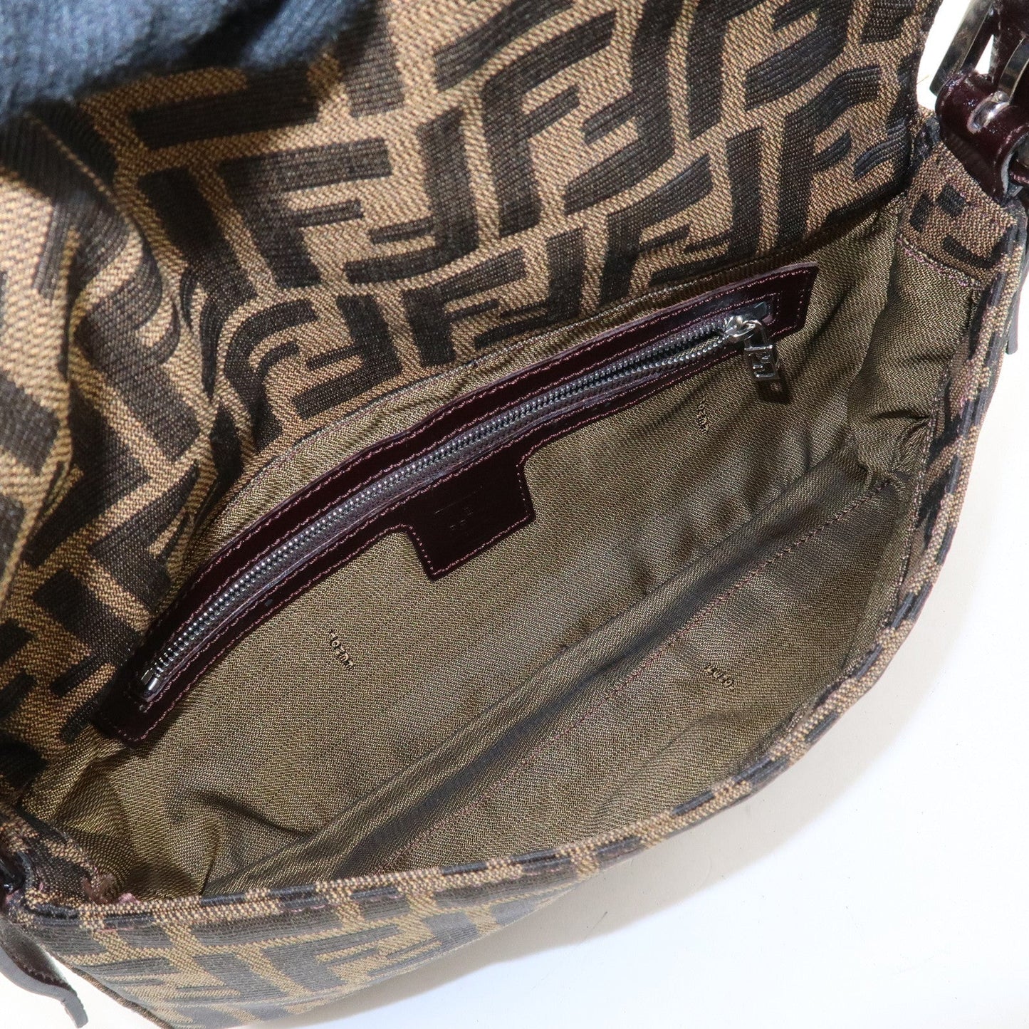 FENDI Mamma Baguette Zucca Canvas Shoulder Bag Brown 26424  d
