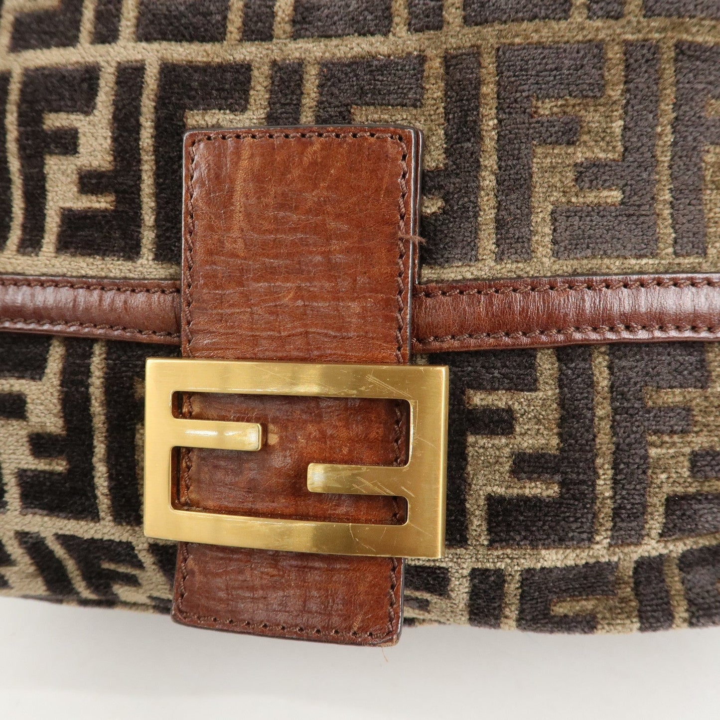 FENDI Mamma Baguette Zucca Pile Leather Shoulder Bag 8BR001  d