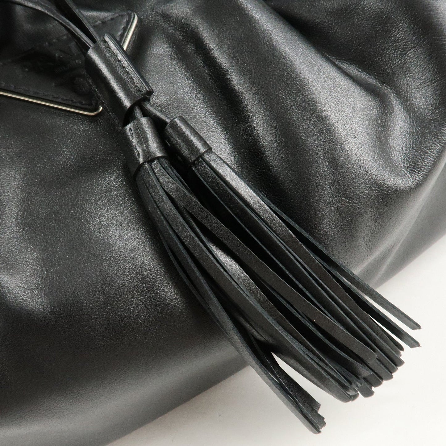 PRADA Leather Tote Bag Shoulder Bag Black BR3616  d
