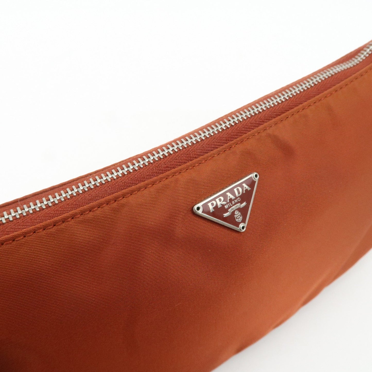 PRADA Logo Nylon Leather Shoulder Bag Hand Bag Pouch Brown  d