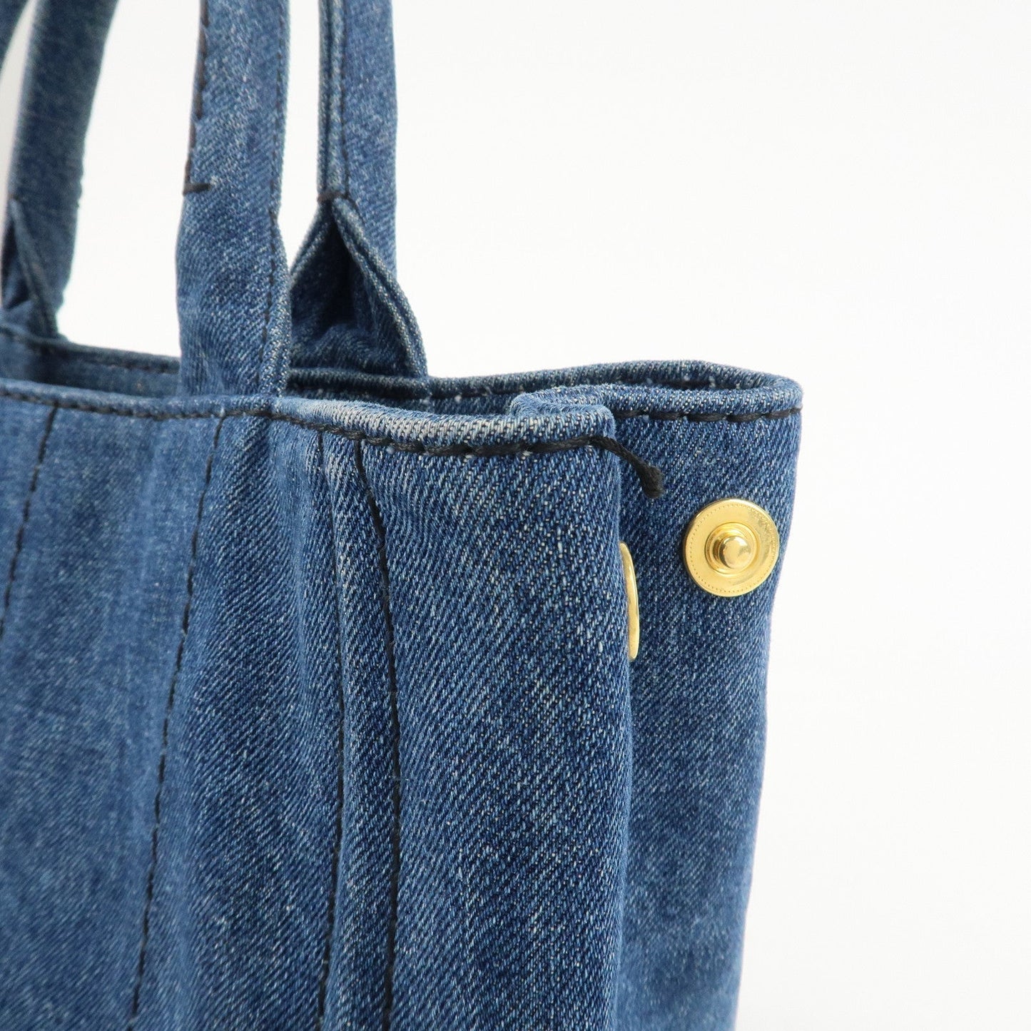 PRADA Canapa Mini Denim Leather 2Way Bag Tote Bag Blue 1BG439  d