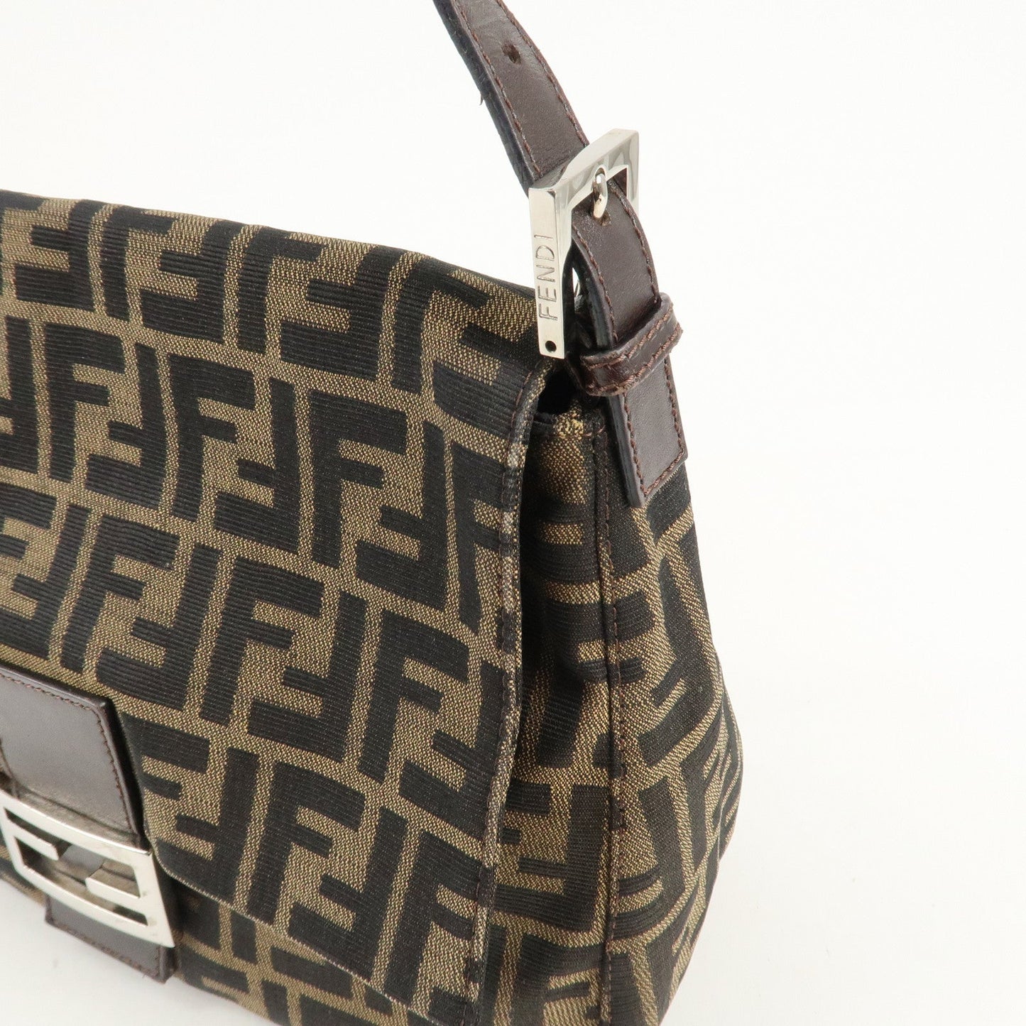 FENDI Mamma Baguette Zucca Canvas Leather Shoulder Bag 26325  d
