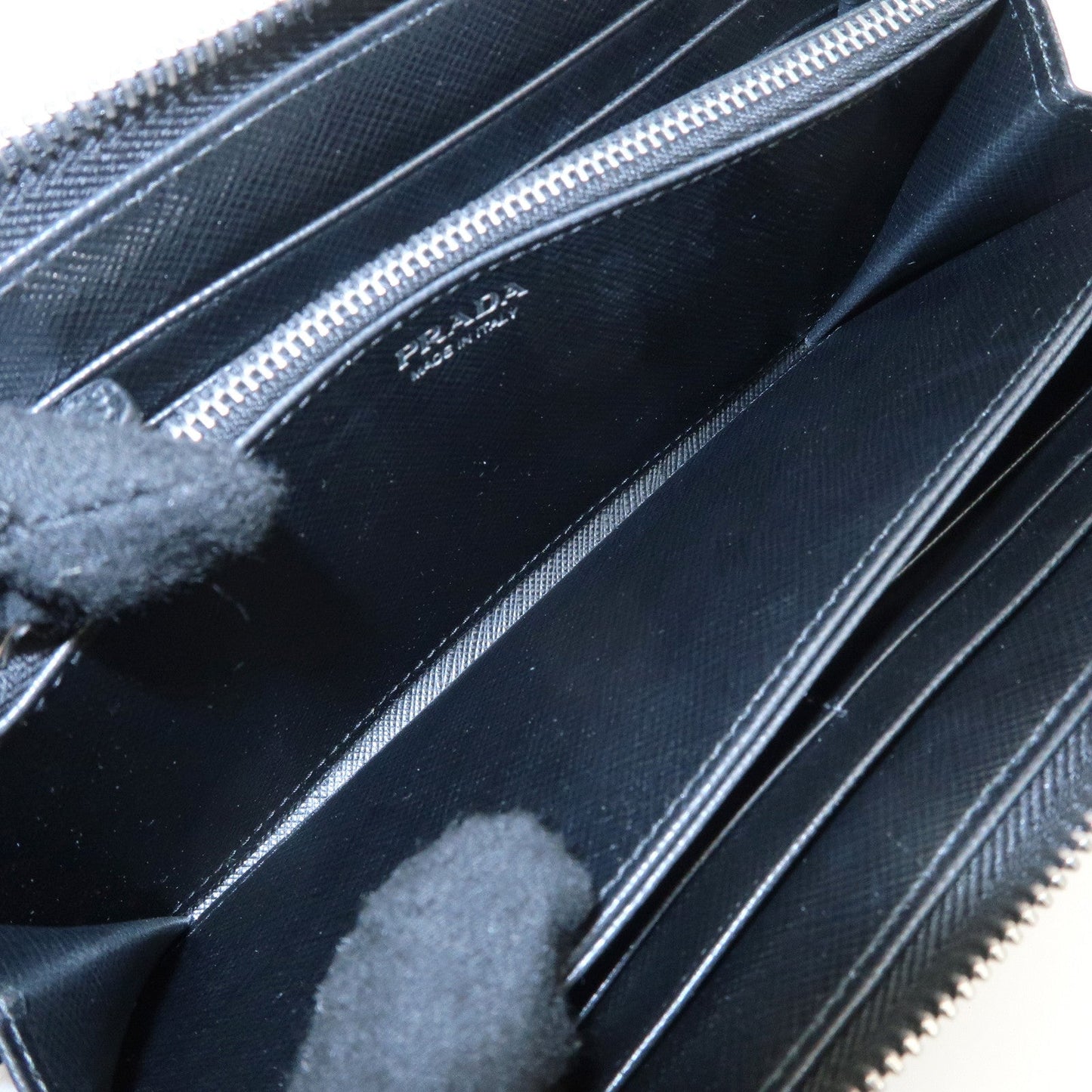 PRADA Logo Leather Round Zipper Long Wallet Flower 1ML506  d