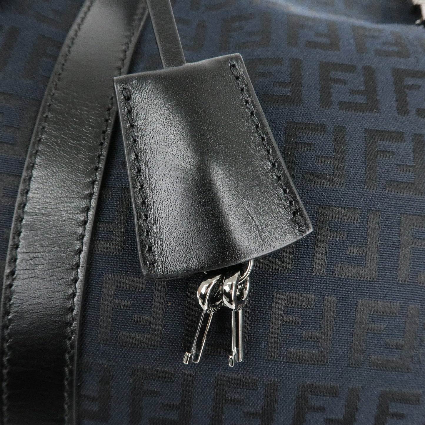 FENDI Zucca PVC Enamel Mini Boston Bag Black 8BL068  d
