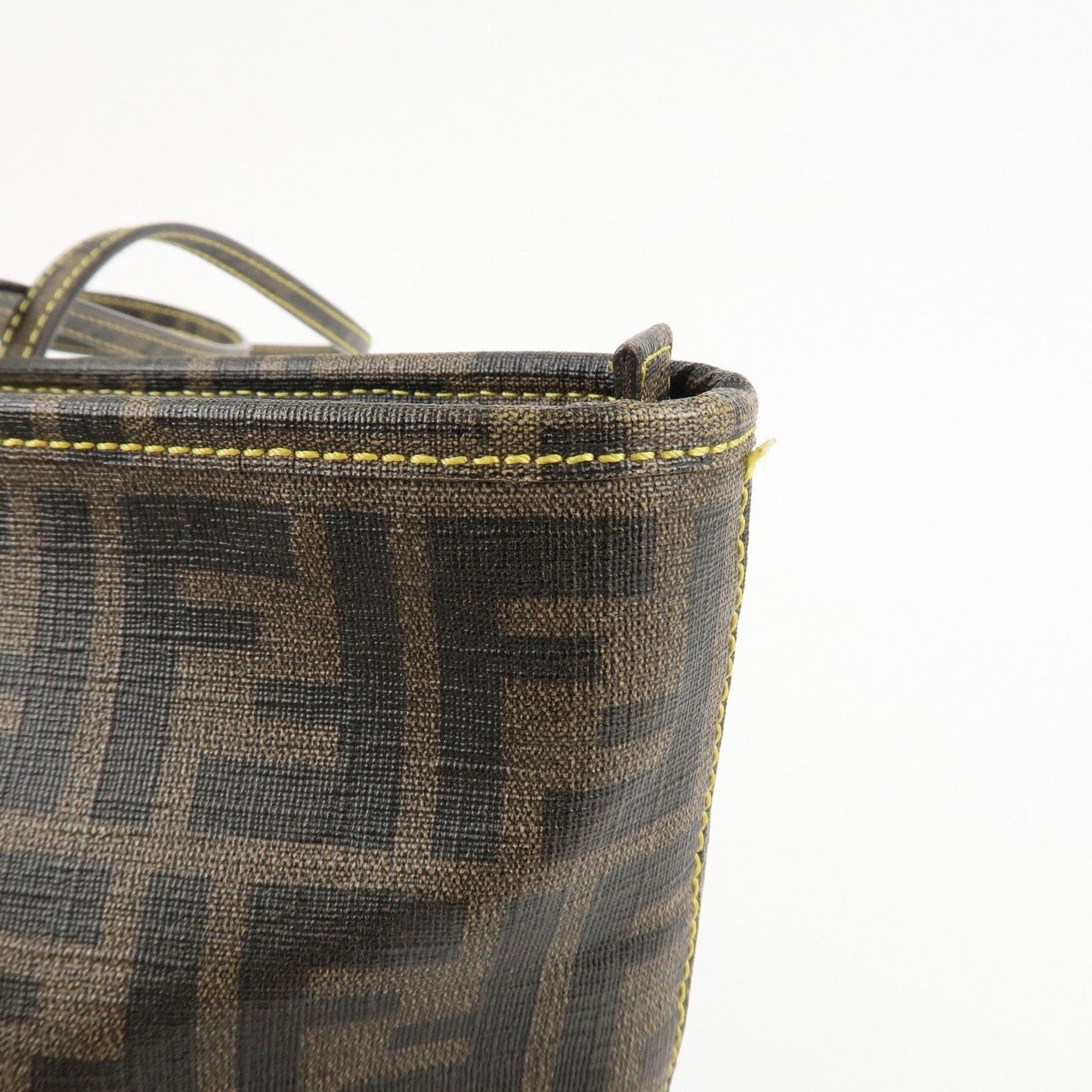 FENDI Zucca Logo Print PVC Tote Bag Brown Black 8BH198  d