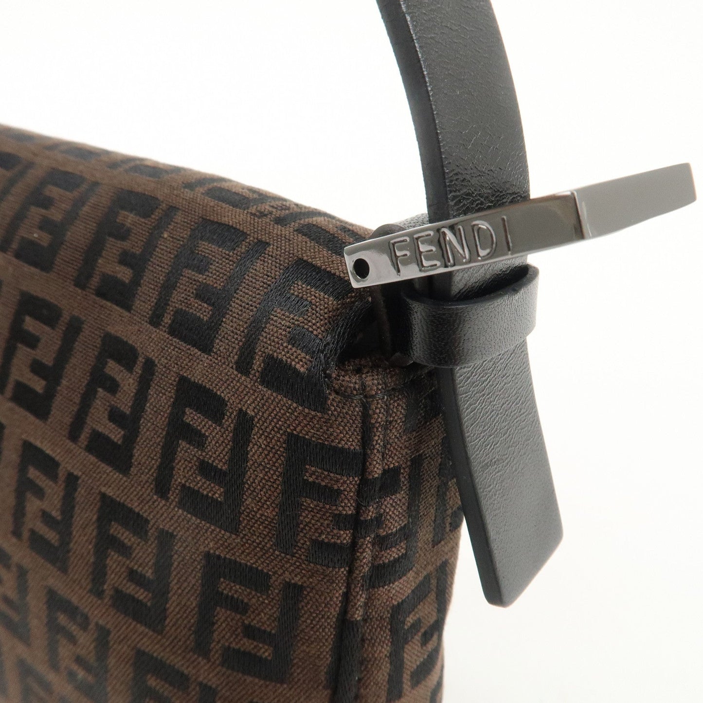 FENDI Mamma Baguette Zucchino Leather Shoulder Bag Brown 8BR000  d