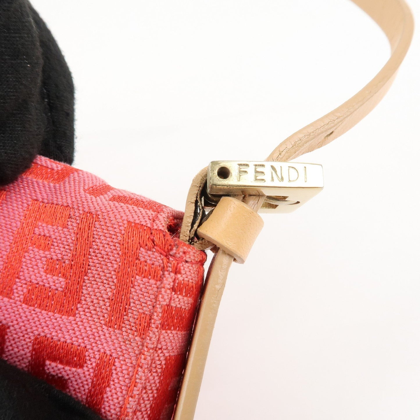 FENDI Mini Mamma Baguette Zucchino Canvas Leather Hand Bag  d