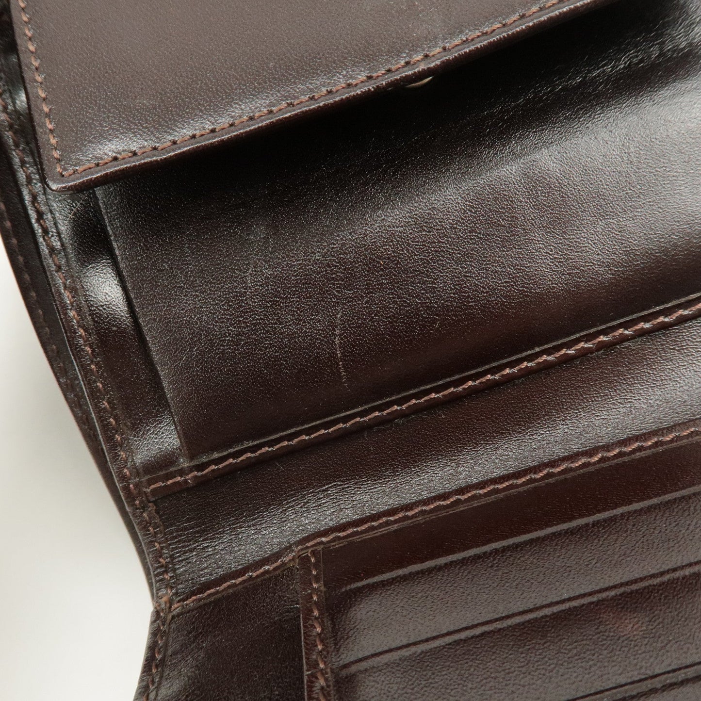 FENDI Zucca Canvas Leather Hook Tri-fold Wallet Brown 30729  d