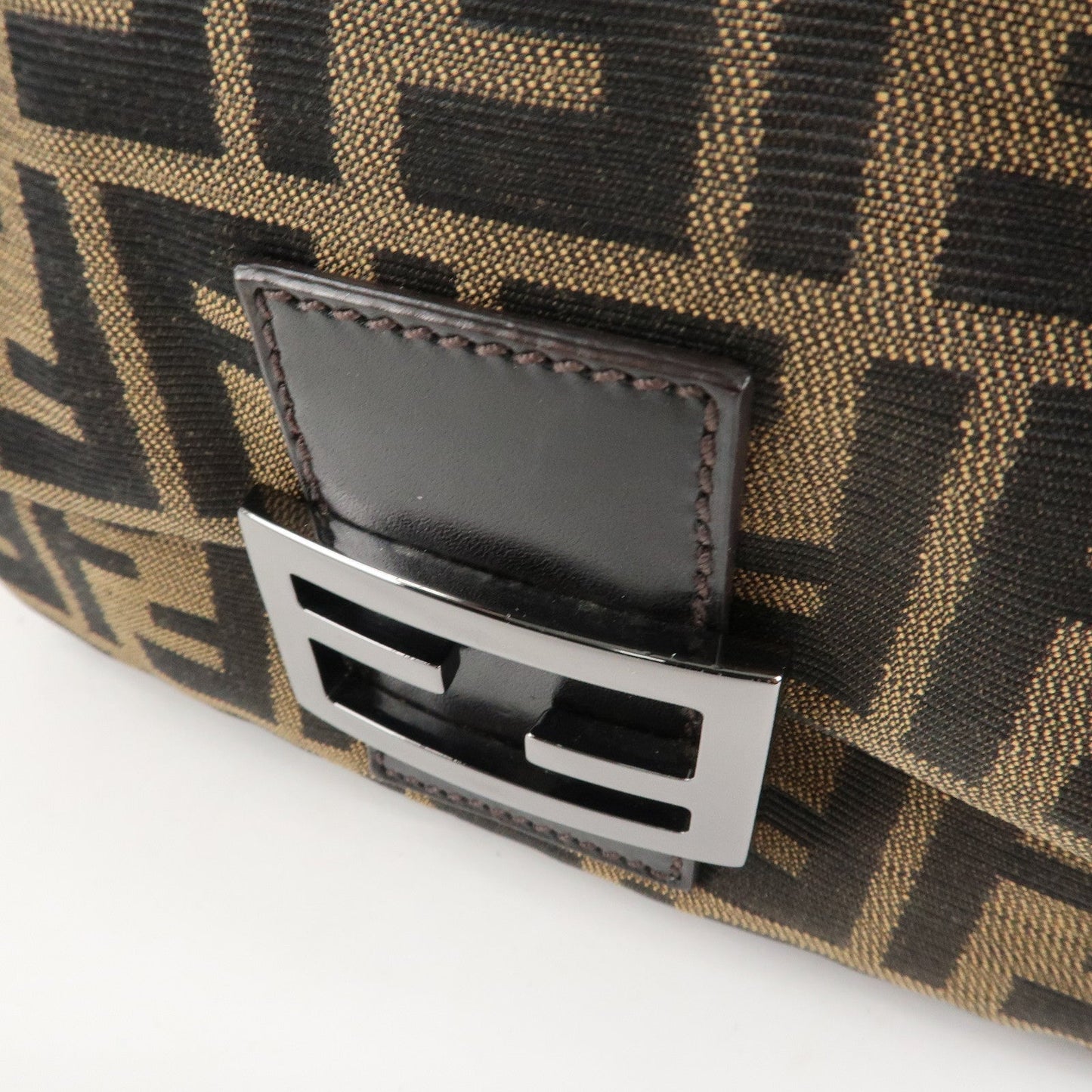 FENDI Mini Mamma Baguette Zucca Shoulder Bag Black Brown 8BR180  d