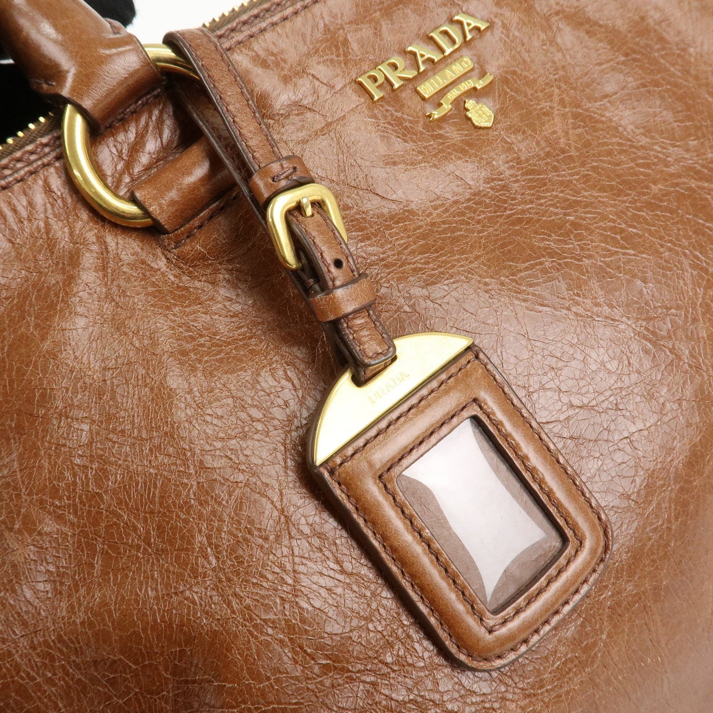 PRADA Leather 2Way Bag Shoulder Bag Hand Bag Brown  d