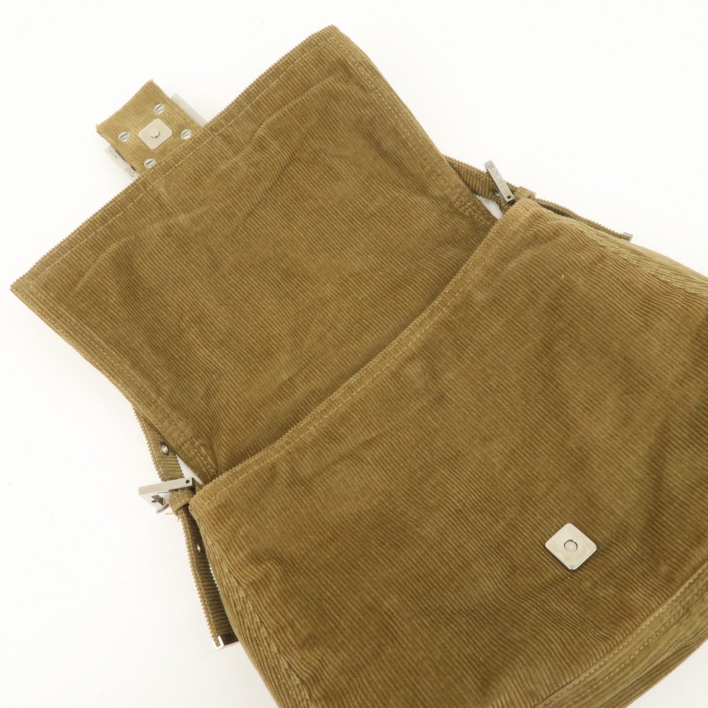 FENDI Mamma Baguette Corduroy Shoulder Bag Khaki 26325  d